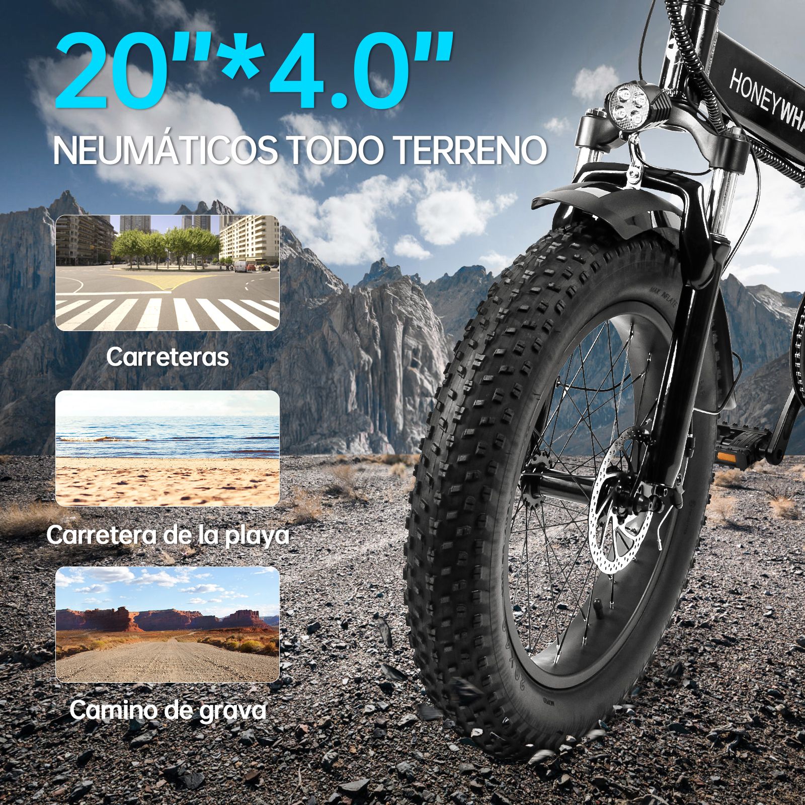 Bicicleta Eléctrica Plegable Honey Whale F6 PRO Negro.