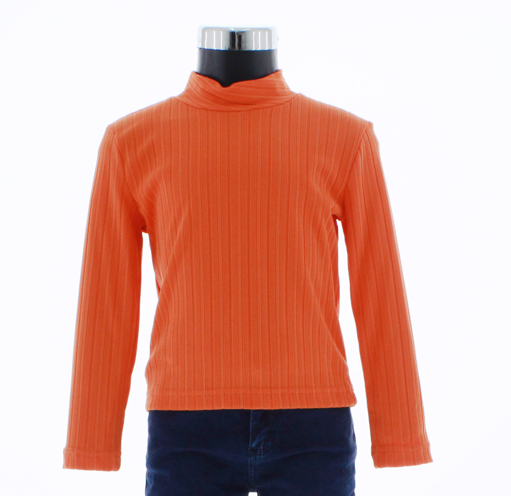 Blusa Niña Color Naranja Lisa Cuello Alto 3521 2 A 16 Años.