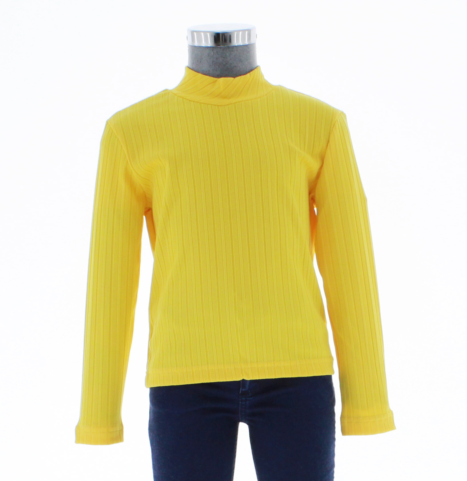 Blusa Niña Color Amarillo Lisa Cuello Alto 3522 2 A 16 Años.