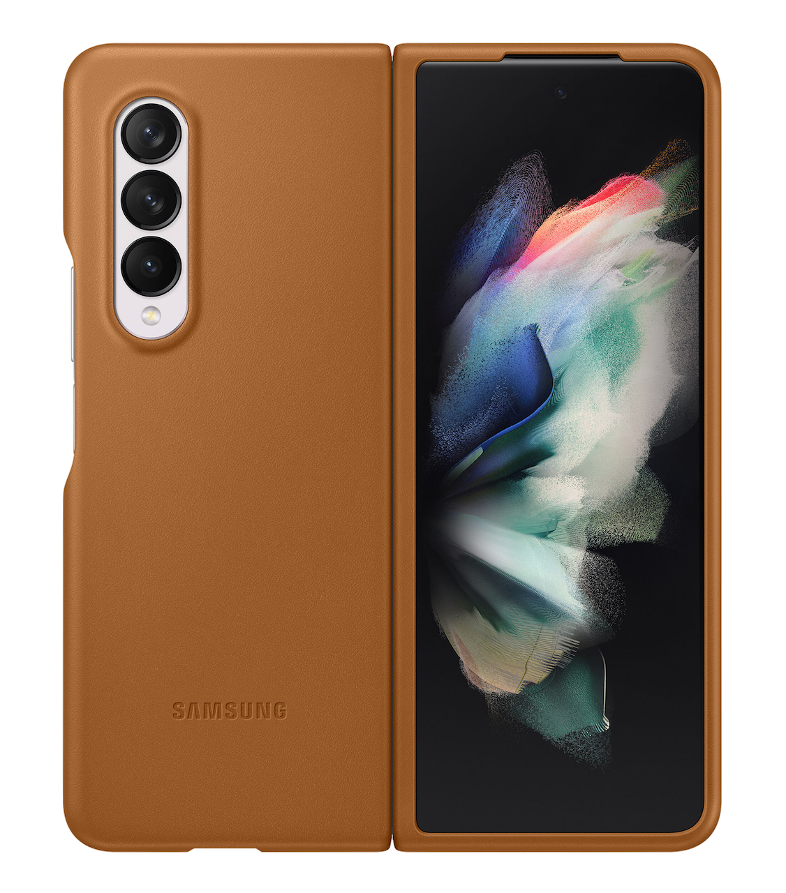 Funda Samsung Piel Leather Cover Para Galaxy Z Fold 3 Café