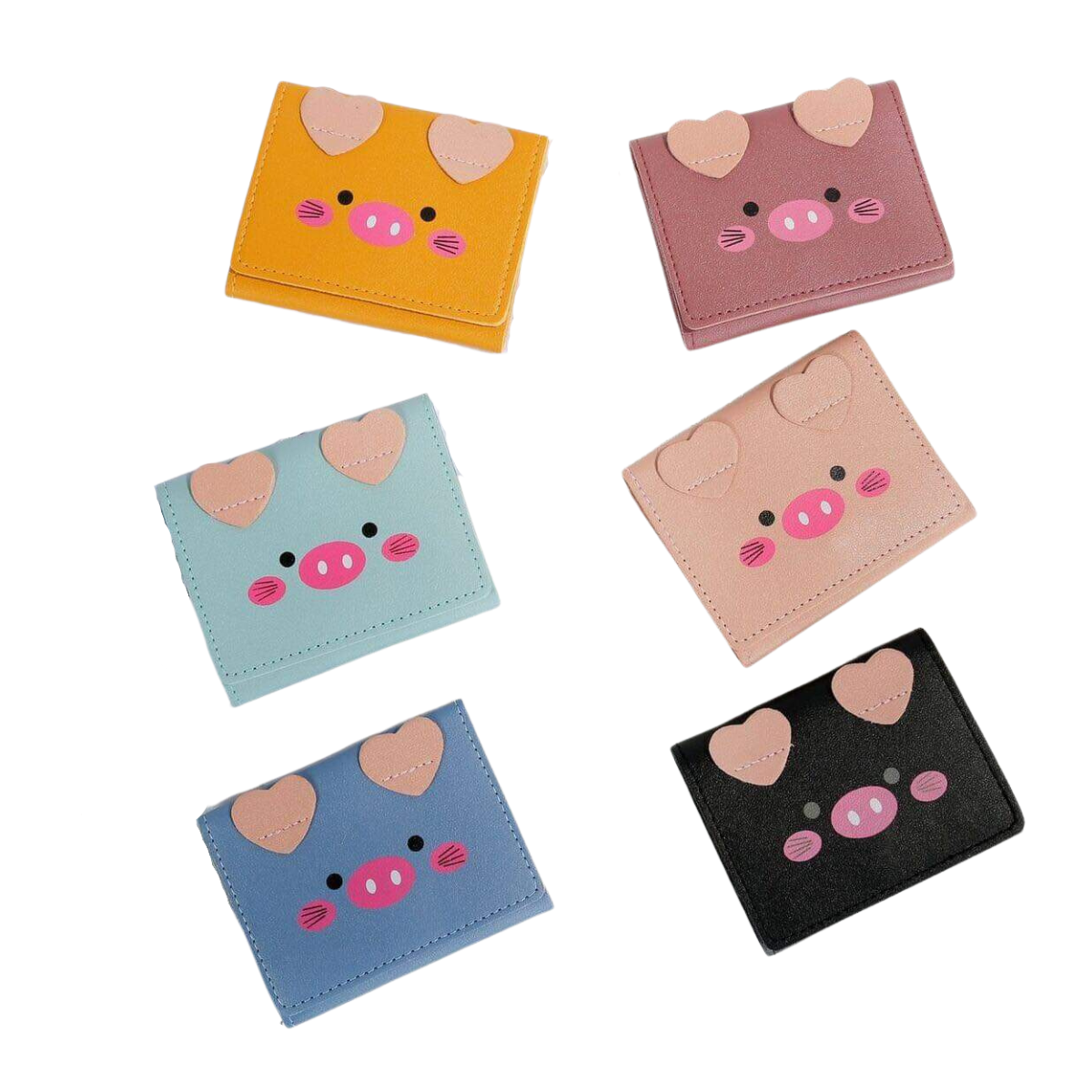 Cartera 12 Piezas Varios Colores Mayoreo Cerdito Billetera Moda Dama Mujer Paquete