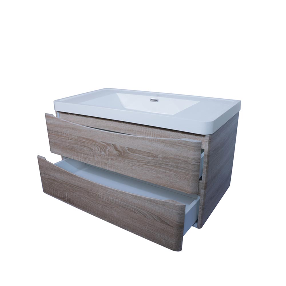 Mueble para baño con lavabo (suspendido), color white oak, un toque de modernidad