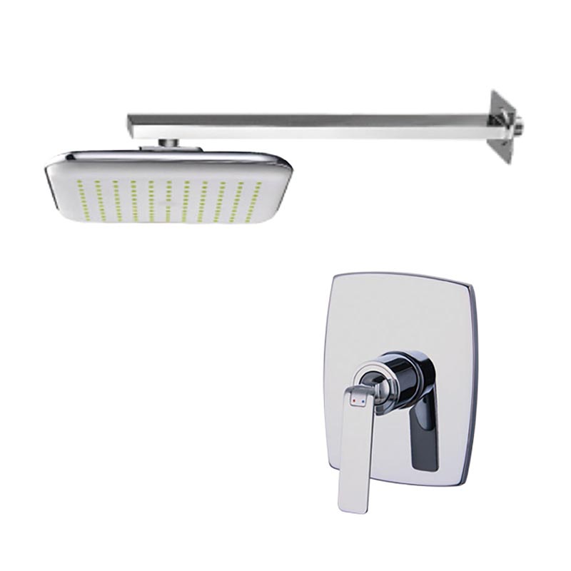 Conjunto de regadera de lluvia, brazo, chapetón y monomando empotrar sin desviador Línea CTX: lujo y confort en tu baño