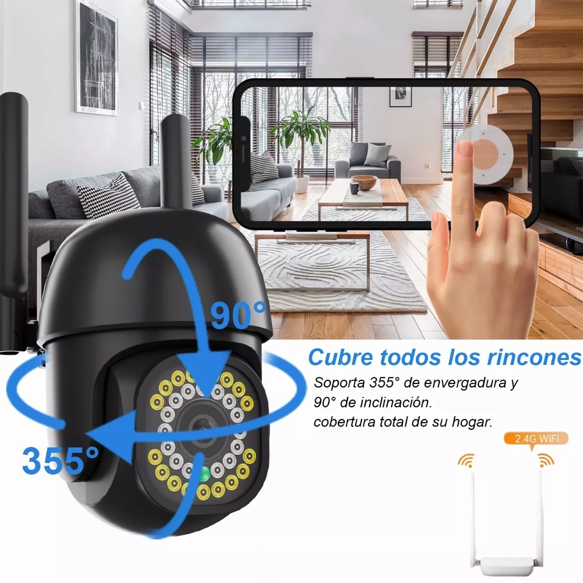 Cámara Seguridad Wifi Exterior Inalámbrica Hd 1080p C/alarma Negro