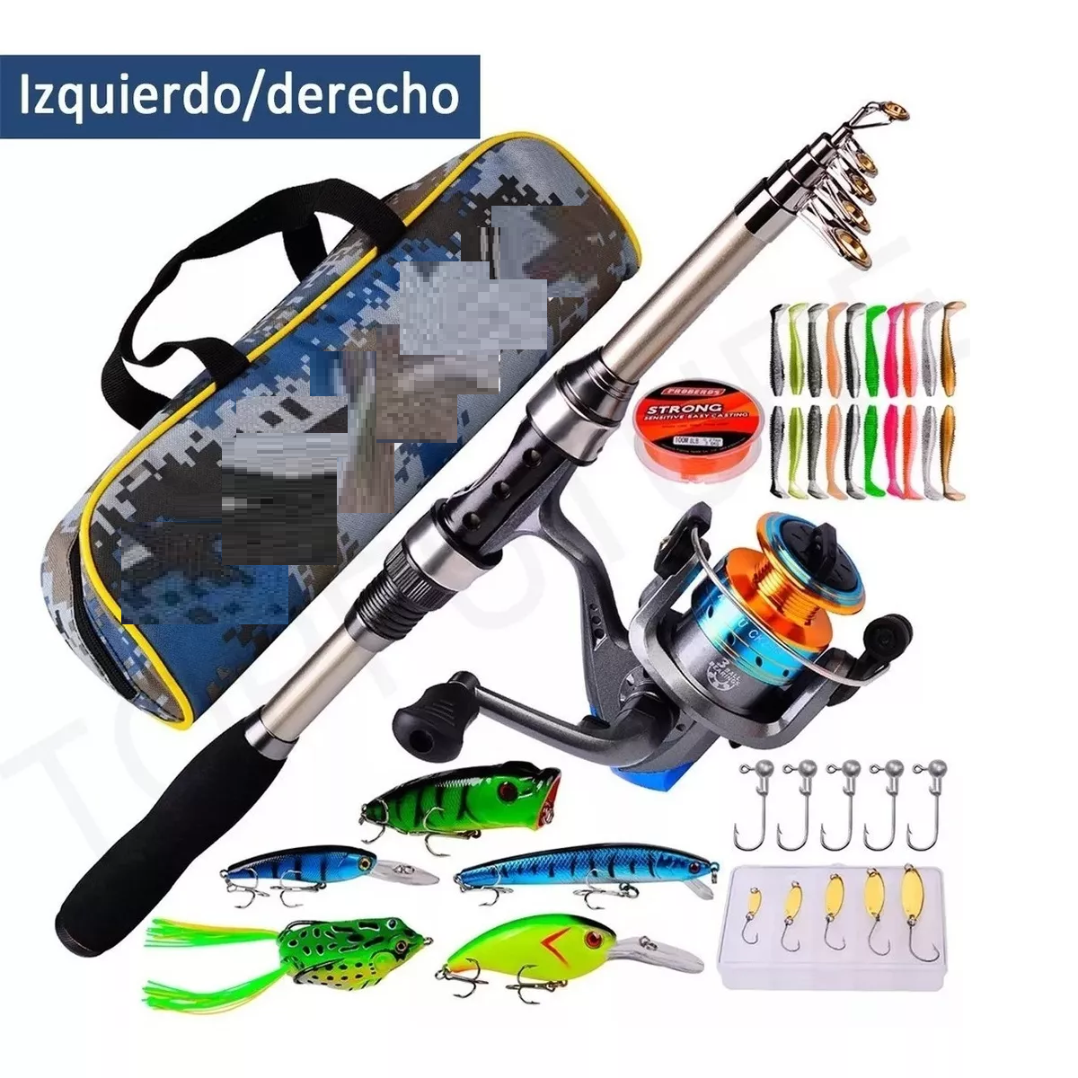 Kit Pesca 1.8m Caña Carrete Señuelo