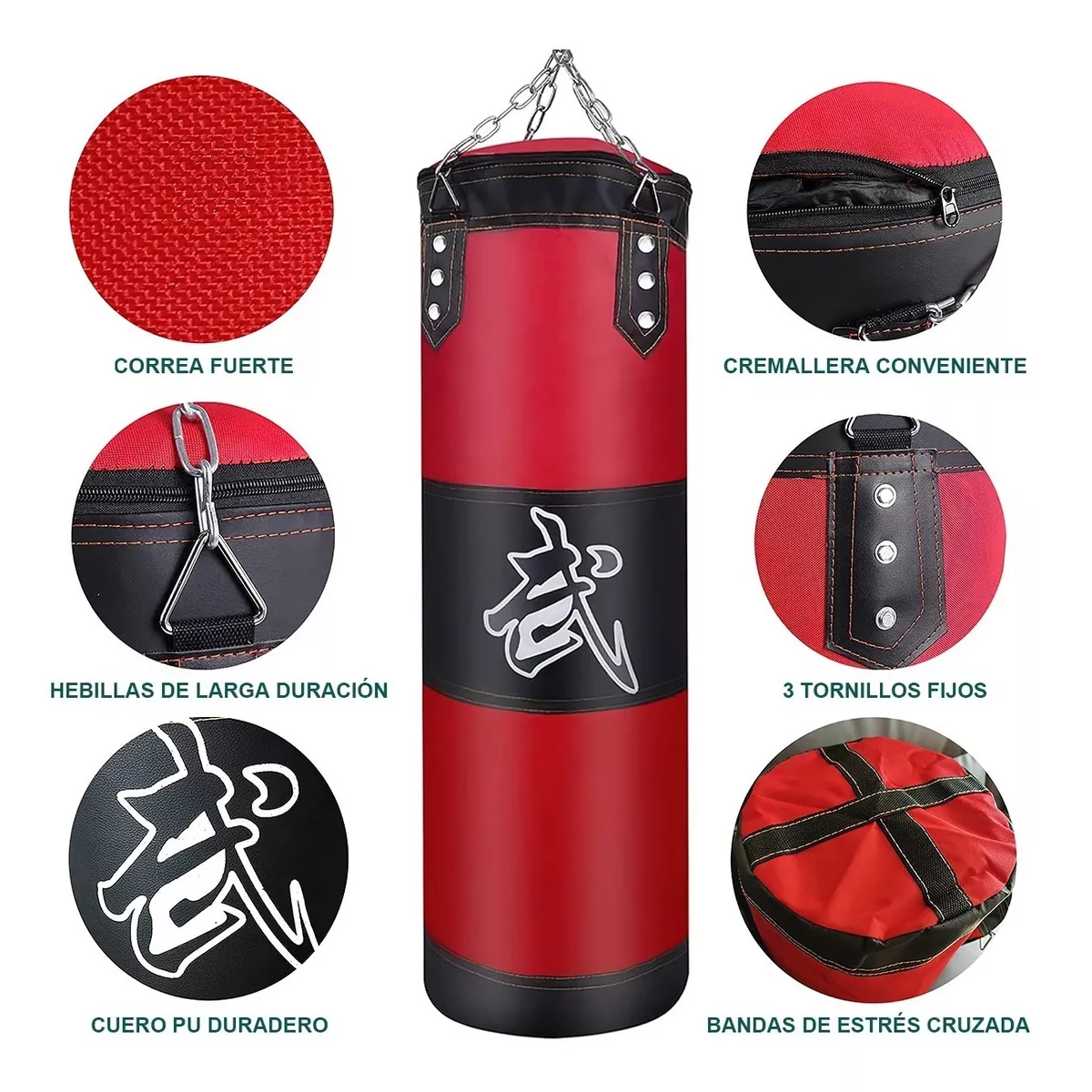 Saco De Boxeo Profesional De Boxeo Alta Capacidad De 120cm Rojo