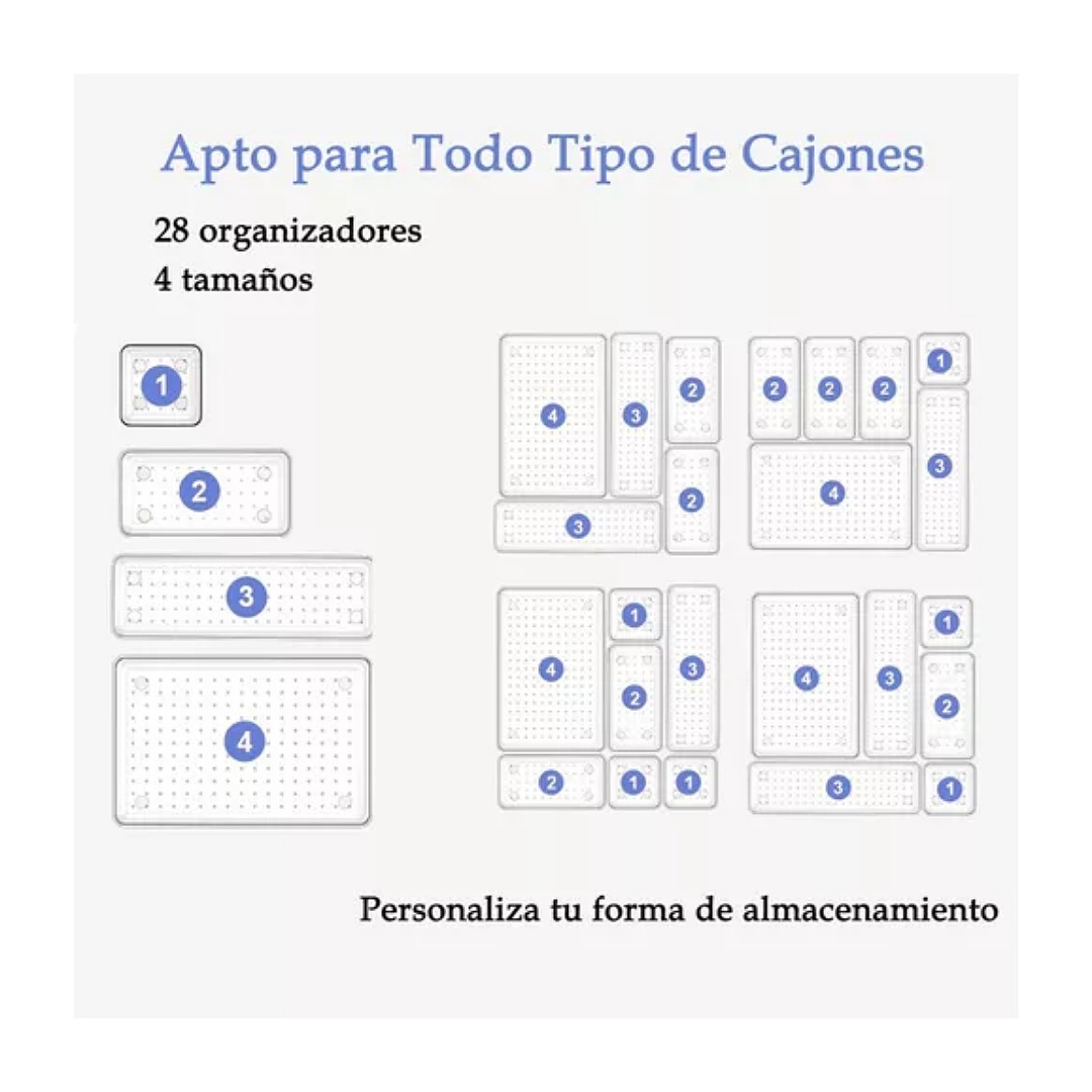 Organizadores De Cajones Acrilico Cocina Baño Maquillaje 28p