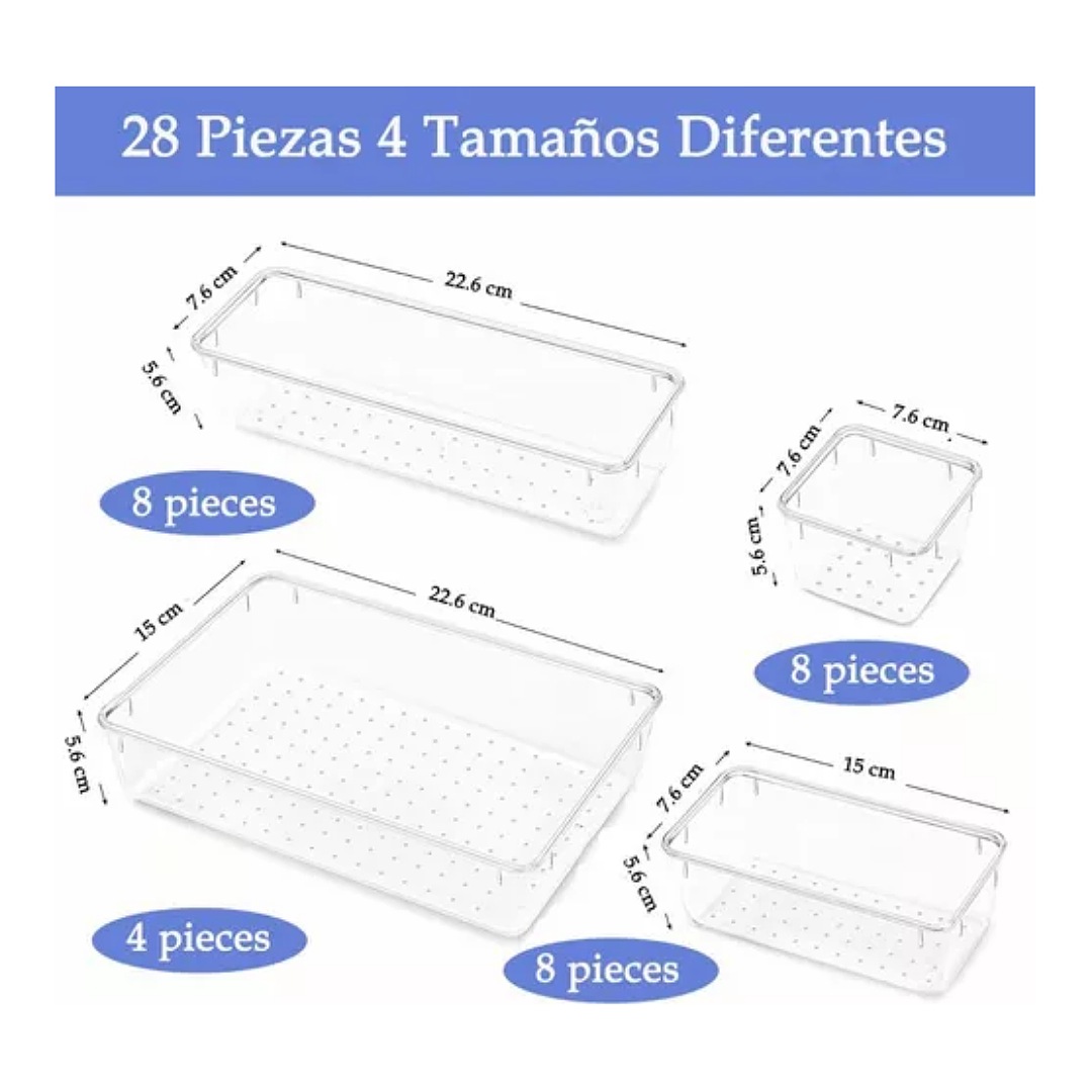 Organizadores De Cajones Acrilico Cocina Baño Maquillaje 28p