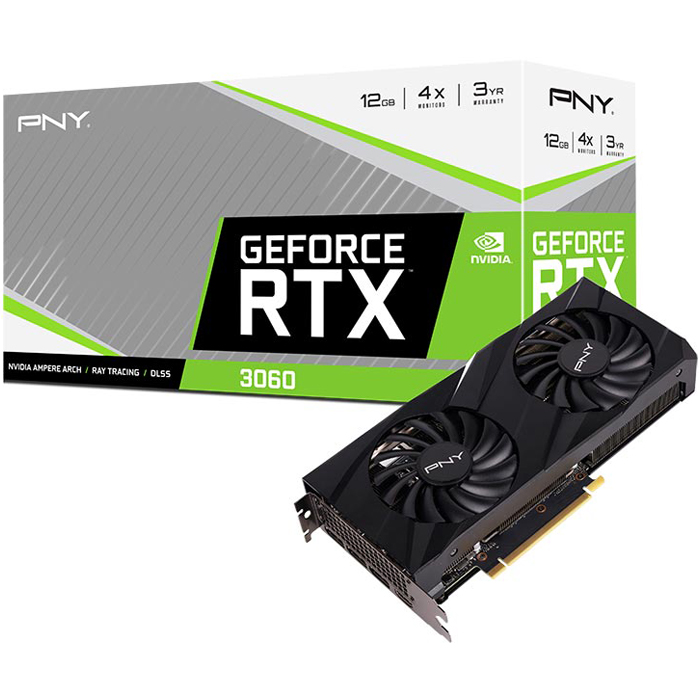 Tarjeta de Video PNY GeForce RTX 3060 12GB GDDR6 VERTO Dual Fan VCG306012DFBPB1