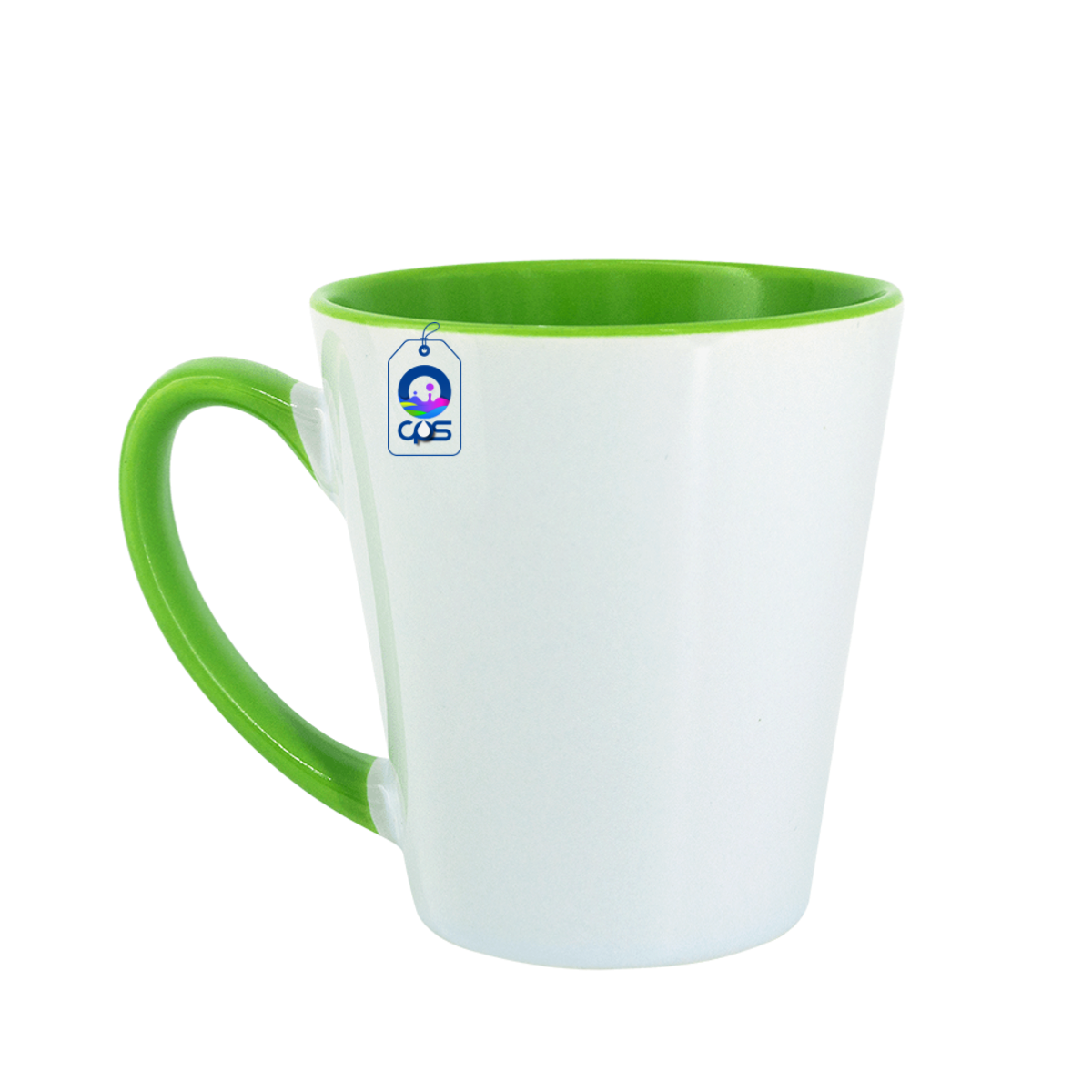 Taza cónica de 12oz. Con interior y asa de color, para sublimar (12 piezas).