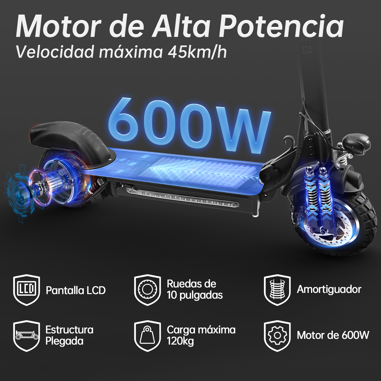 Scooter Eléctrico Honey Whale E5 Negro