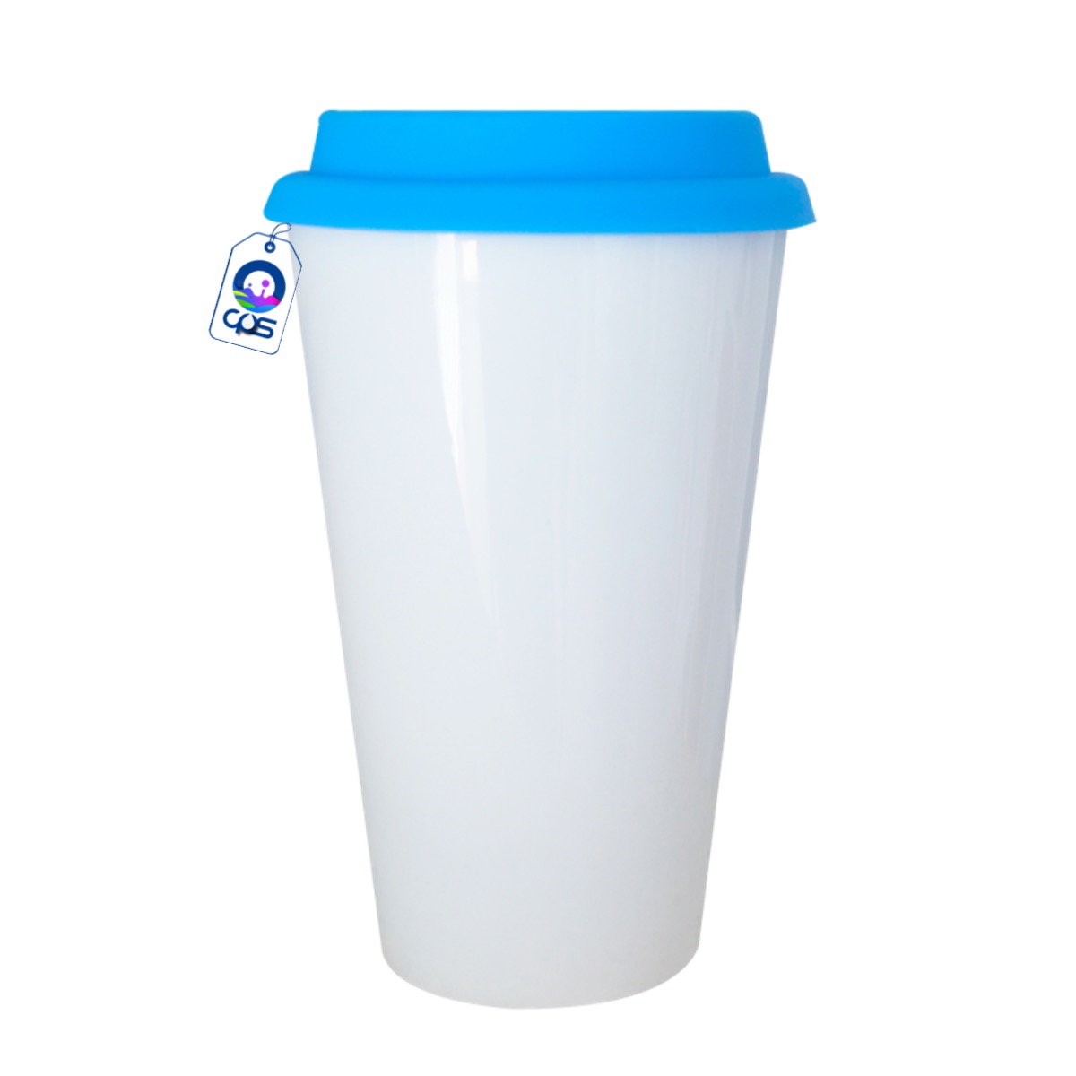 Vasó cónico de15oz. Con tapa de silicón, para sublimar (12 piezas).