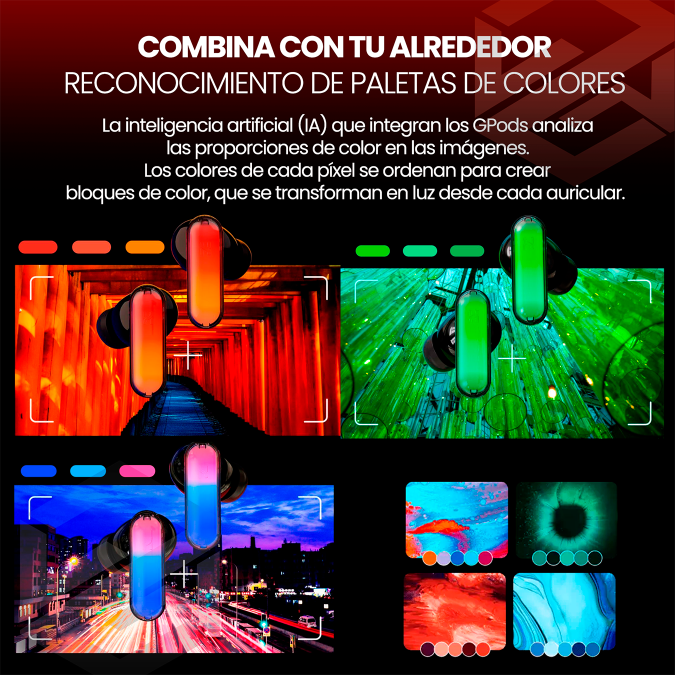 Gpods Hhogene, Audífonos Bluetooth 5.2 Con Luz Led Personalizable