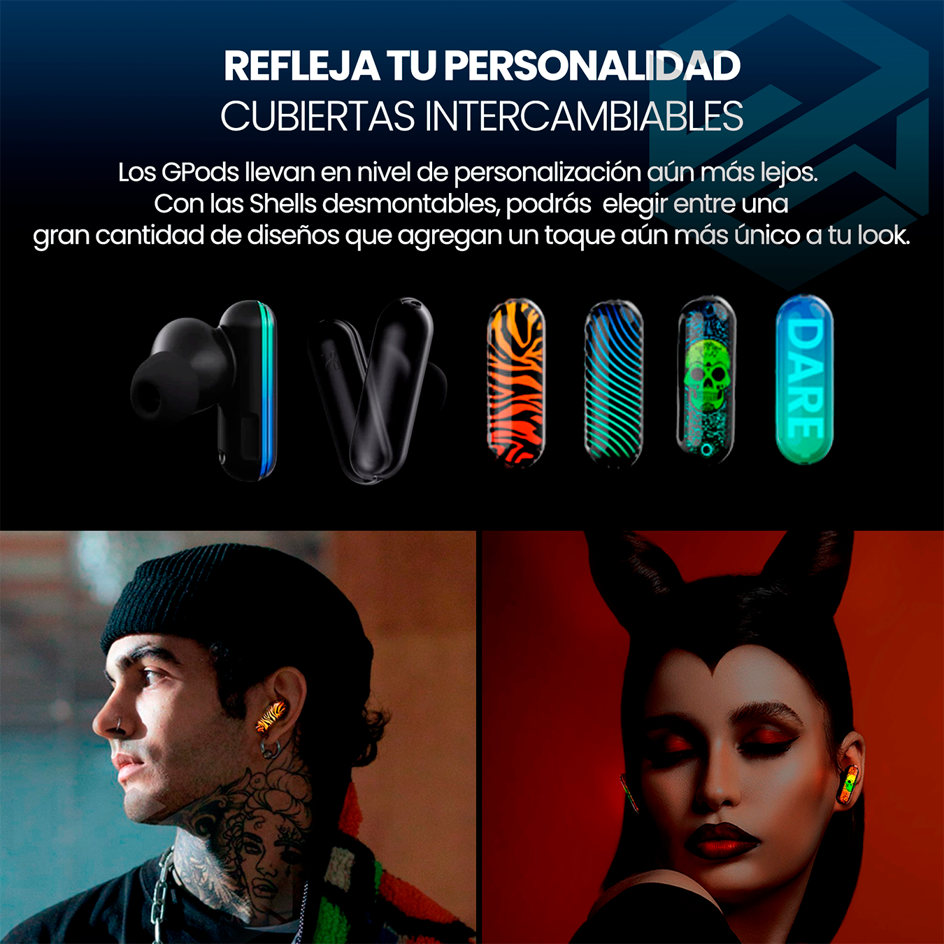 Gpods Hhogene, Audífonos Bluetooth 5.2 Con Luz Led Personalizable