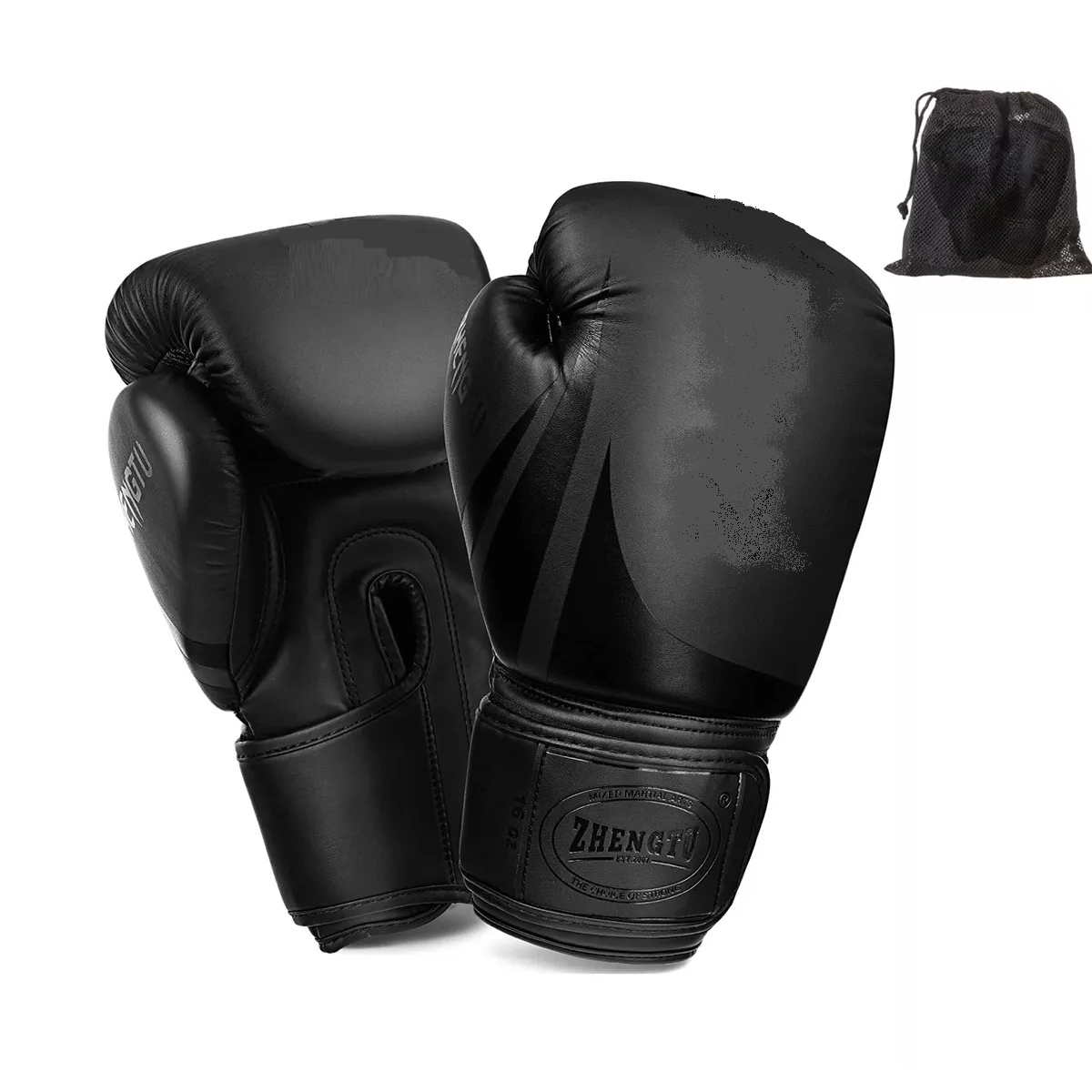 Guantes De Box Para Kickboxing,strap Velcro Negro 14 Oz