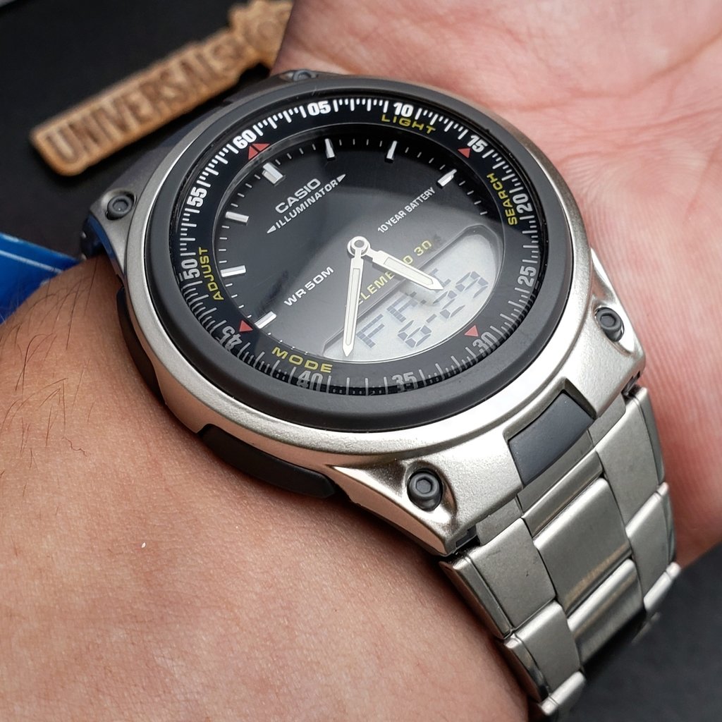      Reloj para hombre Casio Aw-80D-1 correa de acero inoxidable Cronometro 30 memorias Luz led