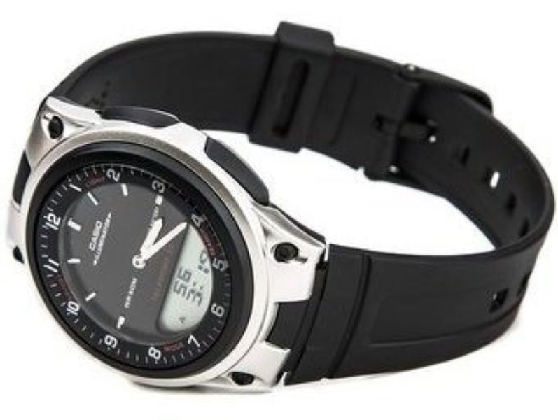 Casio AW81D-2AV Telememo 30 Wristwatch – Men's, Blue Dial, Stainless Steel, 10-Year Battery, Chronograph