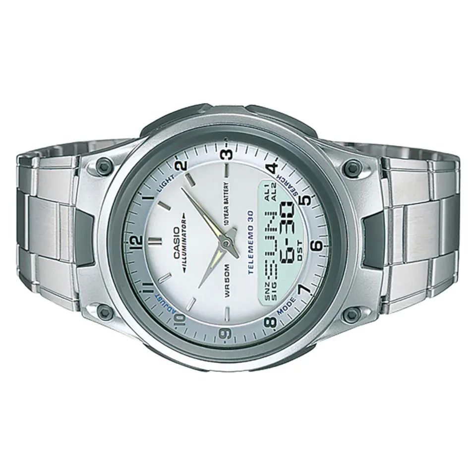 Reloj para hombre Casio Aw-80D-7 extensible de acero inoxidable Cronometro 30 memorias Luz led.