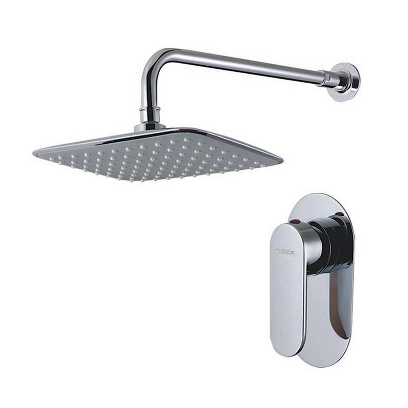 Conjunto de regadera de lluvia, brazo, chapetón y monomando empotrar sin desviador: estilo y funcionalidad