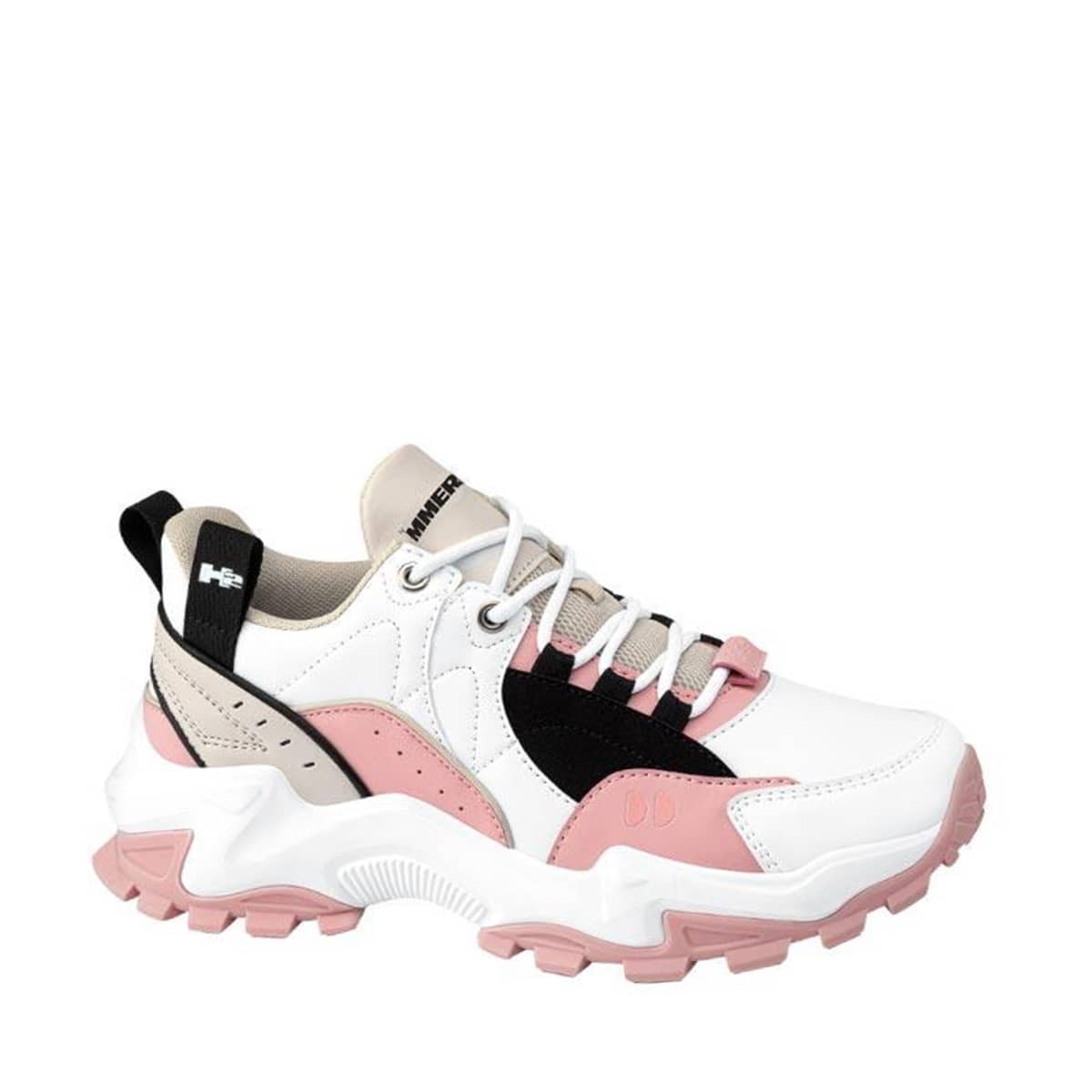 Tenis urbano Chunky Hummer blanco con rosa para mujer, mod. 1063864