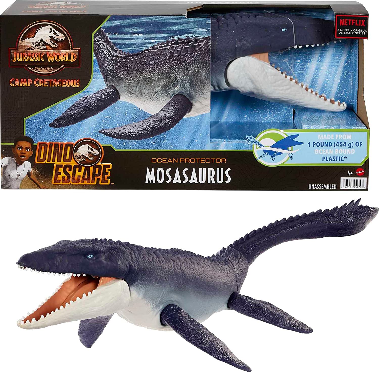 MOSASAURUS OCEAN PROTECTOR JURASSIC WORLD FIGURA ESCULPIDA CON ARTICULACIONES MOVIBLES DE PLÁSTICO