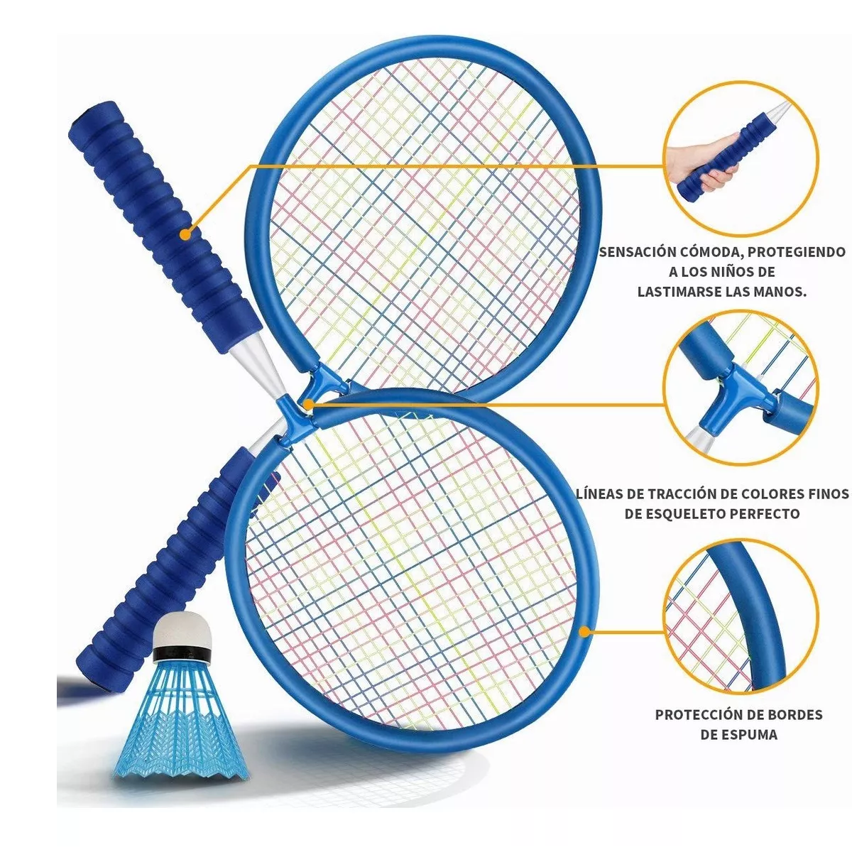 Juego De Bádminton Para Biños 2 Raquetas Y 2 Volantes Azul