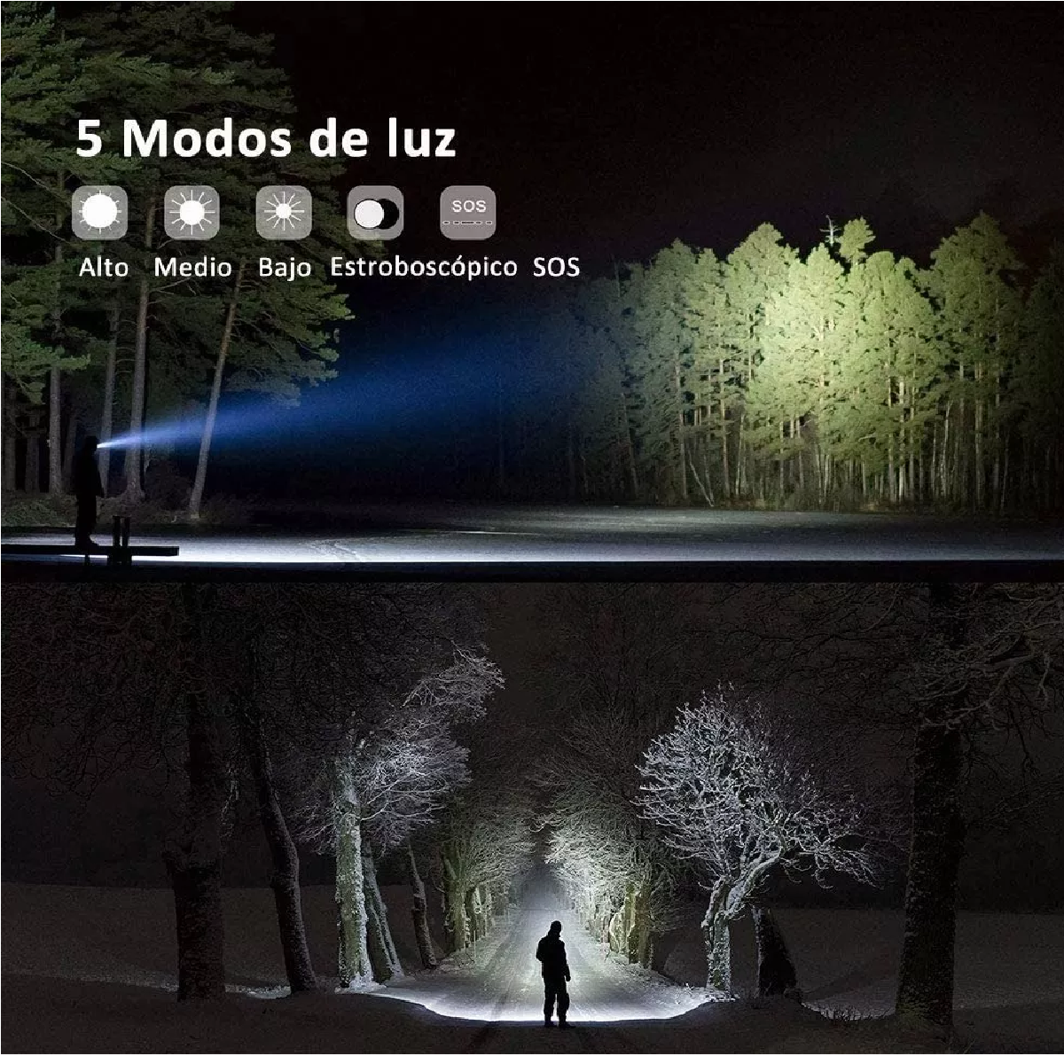 Lampara Táctica 3000 Lumens Led T6 Recargable