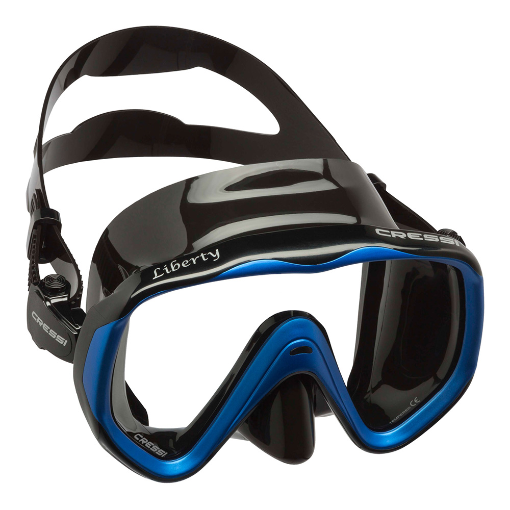 Máscara Visor CRESSI Liberty para Adultos Negro/Azul Ideal para Snorkeling, Buceo Recreativo y Técnico