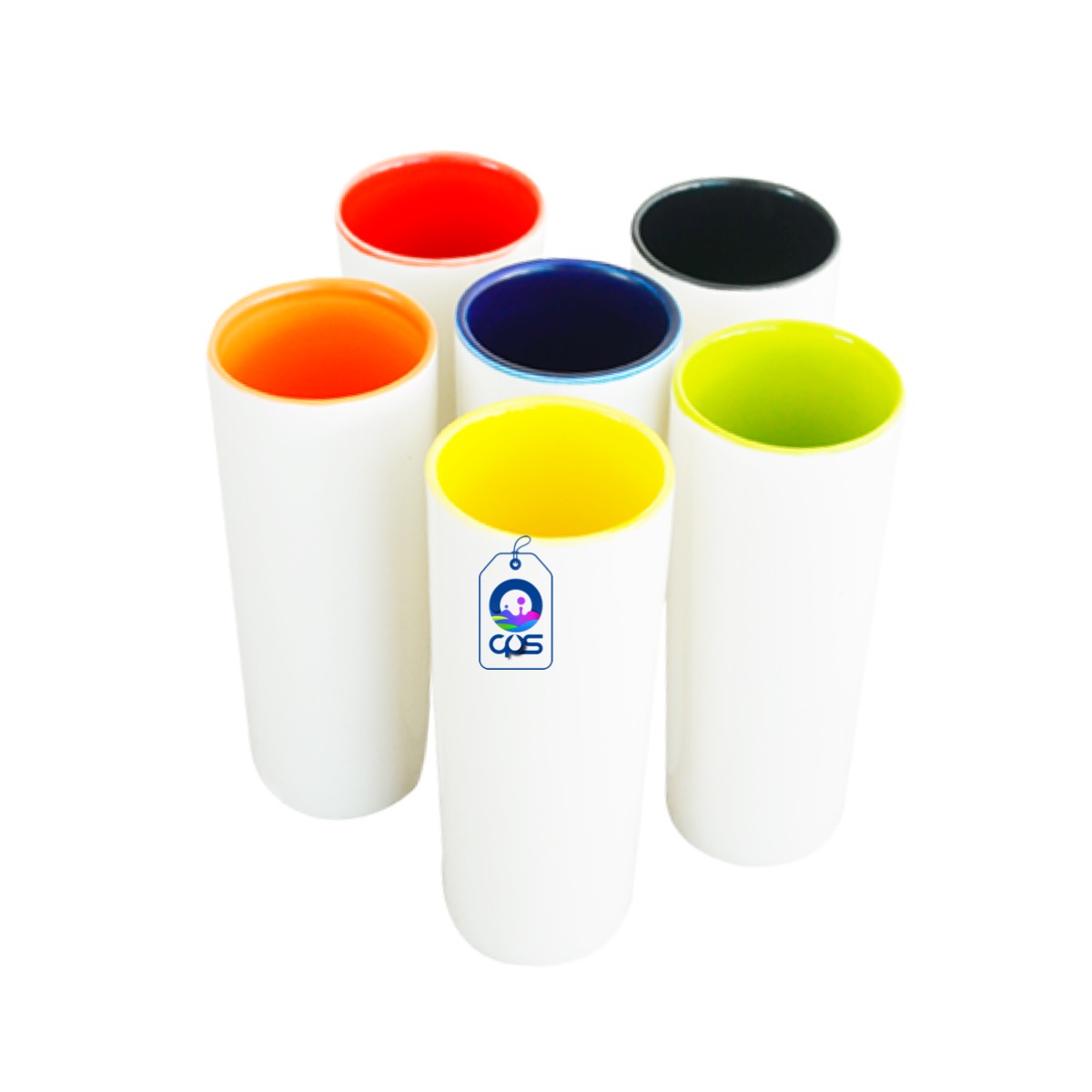 Tequilero de cerámica de 2.5oz. Con interior de color, para sublimar (12 piezas).