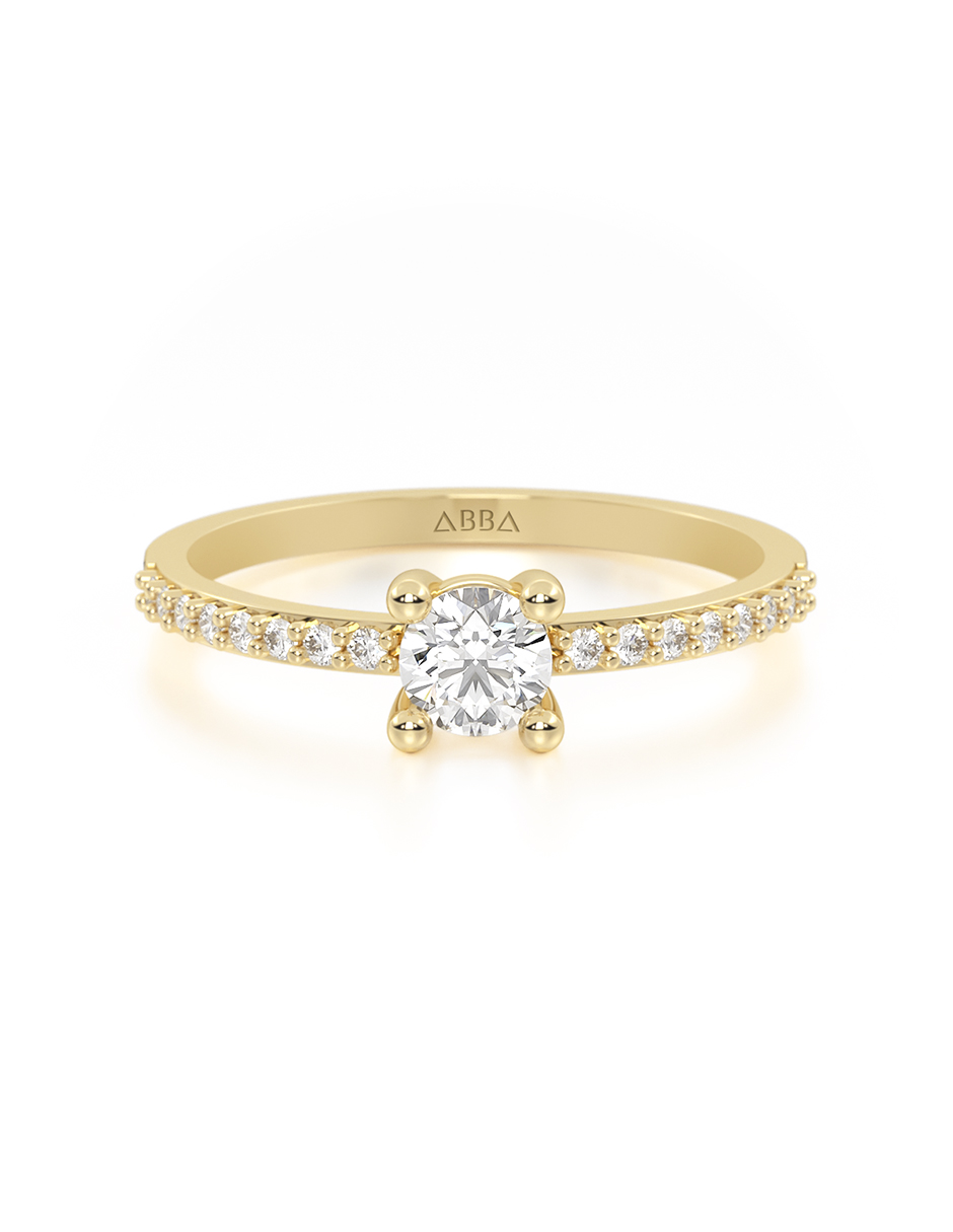 ANILLO DE COMPROMISO ORO 10K AMARILLO  CON PIEDRA VIVIÁN ABBA JOYAS 