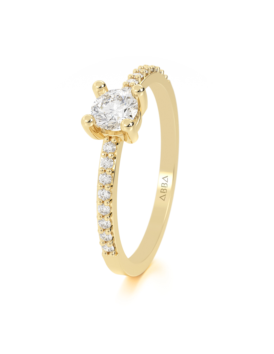 ANILLO DE COMPROMISO ORO 10K AMARILLO  CON PIEDRA VIVIÁN ABBA JOYAS 