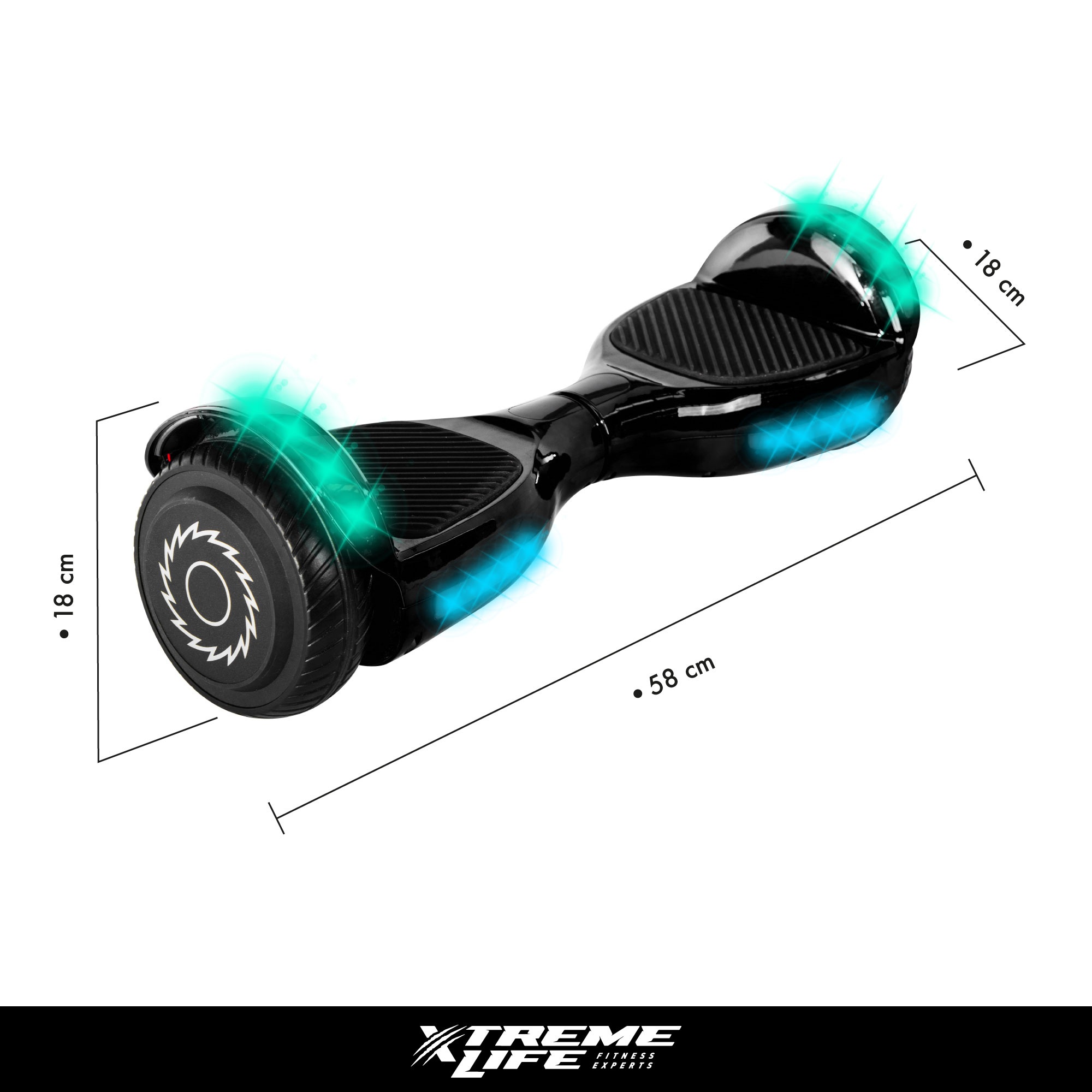 Hoverboard Patineta Electrica Luces Led Luz Premium Negro