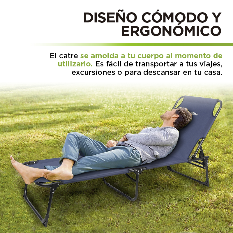 Catre Plegable Camastro Portátil Ultra Resistente 4 Alturas Hikeo