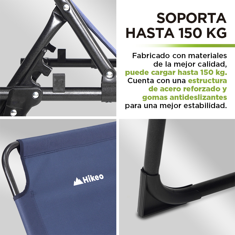 Catre Plegable Camastro Portátil Ultra Resistente 4 Alturas Hikeo