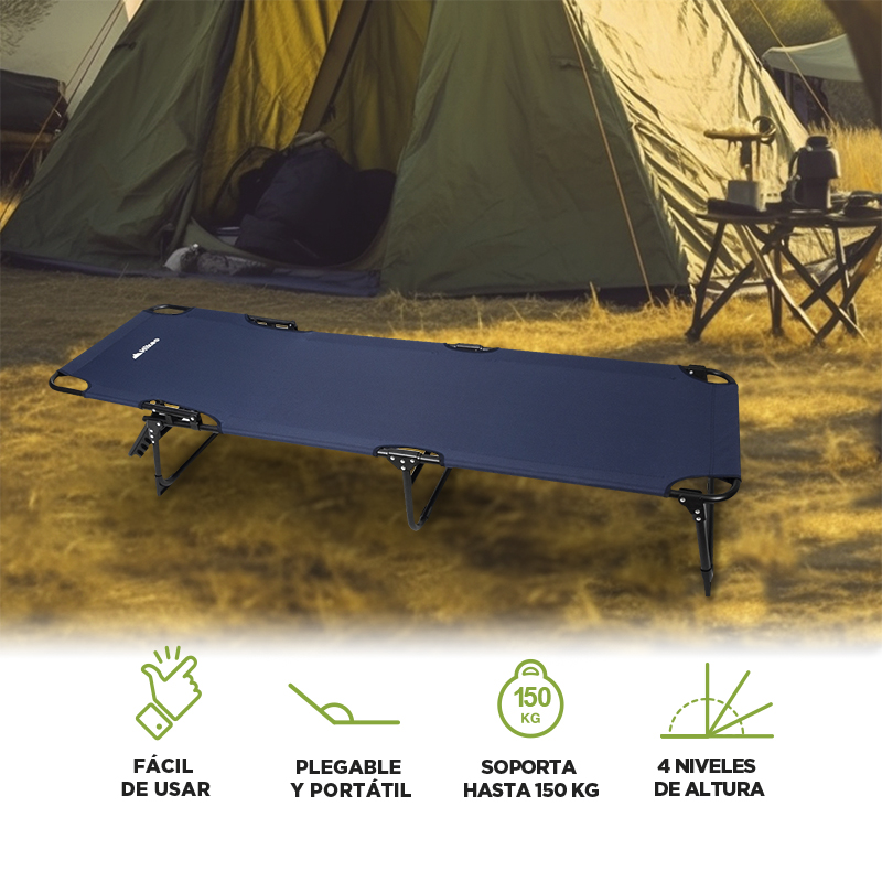 Catre Plegable Camastro Portátil Ultra Resistente 4 Alturas Hikeo