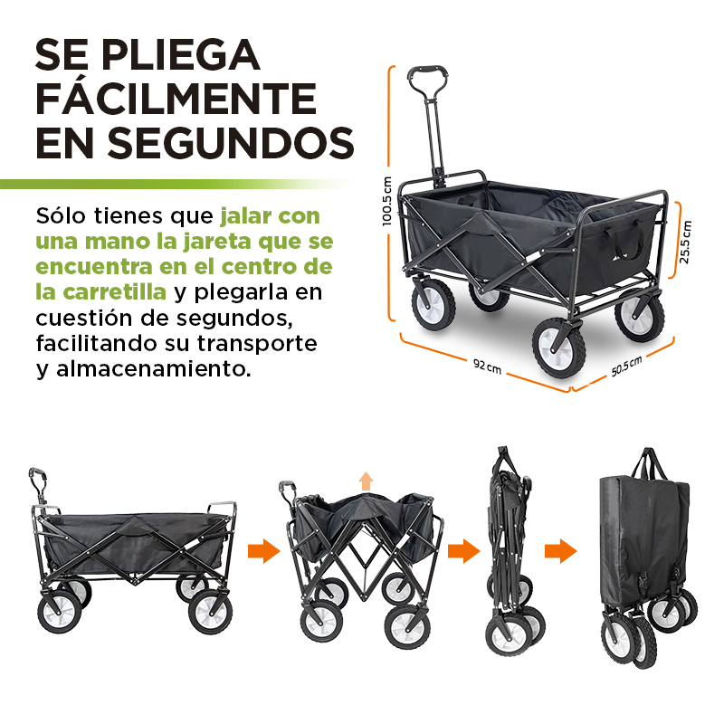 Carrito Plegable para Exteriores Portátil para Transportar hasta 70 Kg