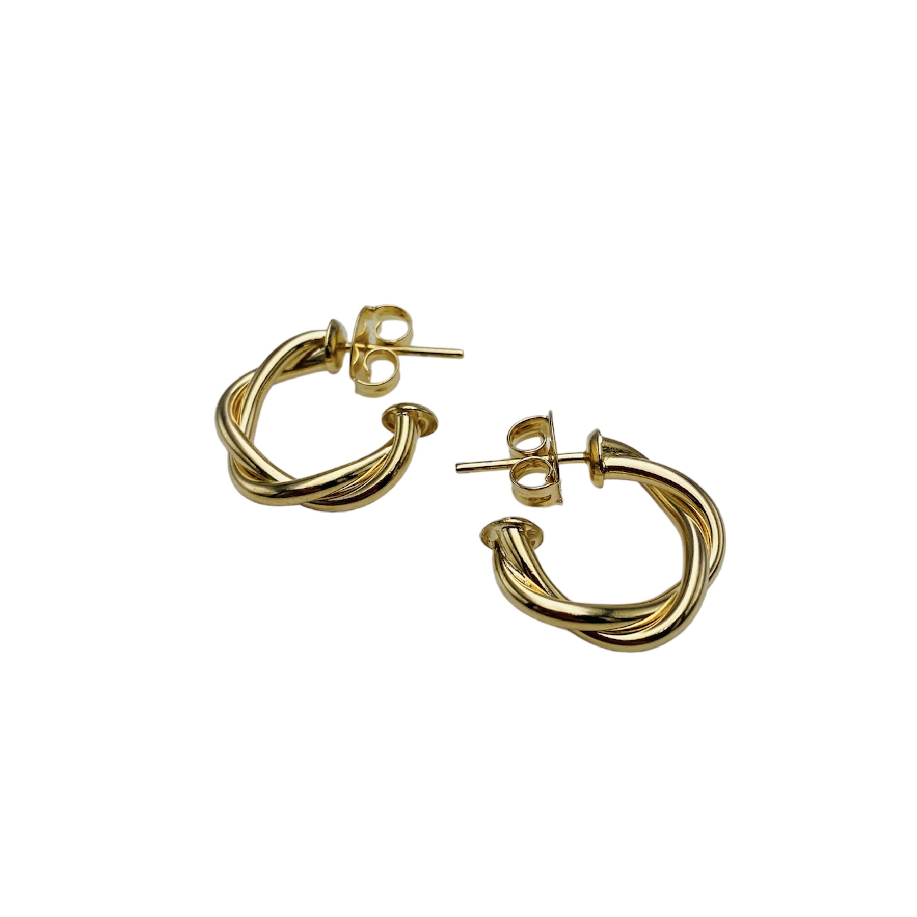 Aretes arracadas torcidas chicas- Baño de oro 18K- Aretes dorados