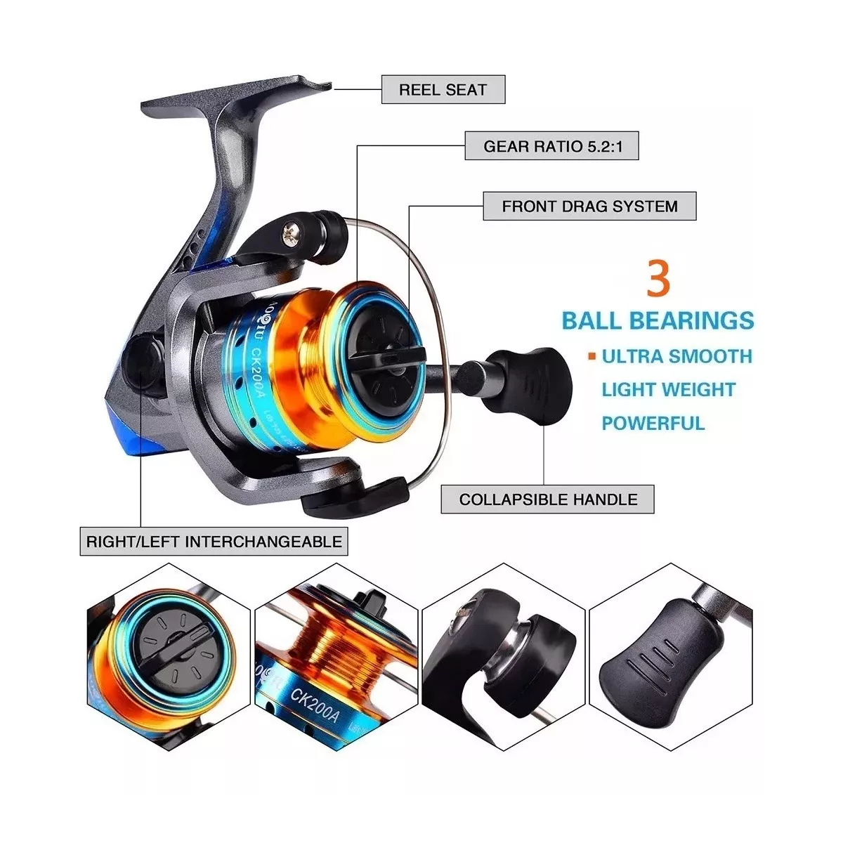 Kit Pesca 1.8m Caña Carrete Señuelo Accesorio Bolsa Completo