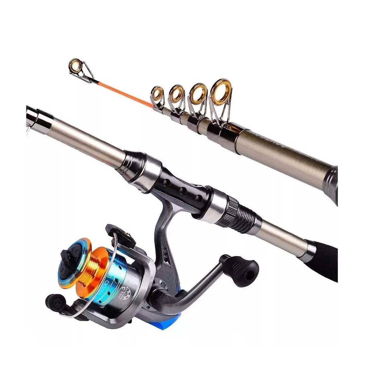 Kit Pesca 1.8m Caña Carrete Señuelo Accesorio Bolsa Completo