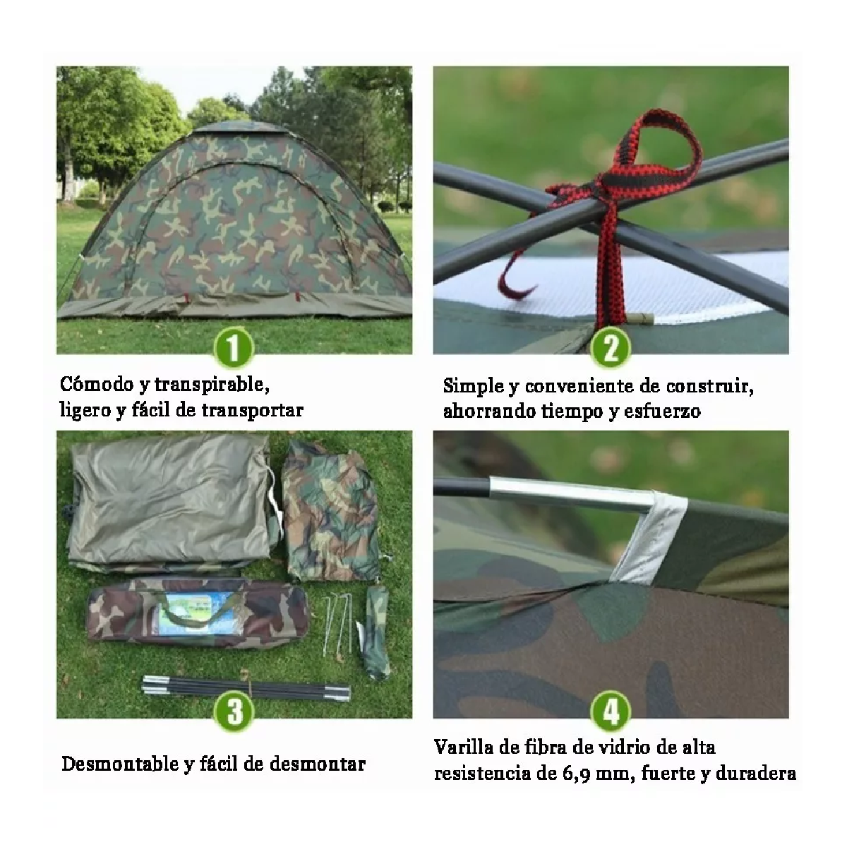 Tienda Casa De Campaña 2 Personas De Acampar Camping