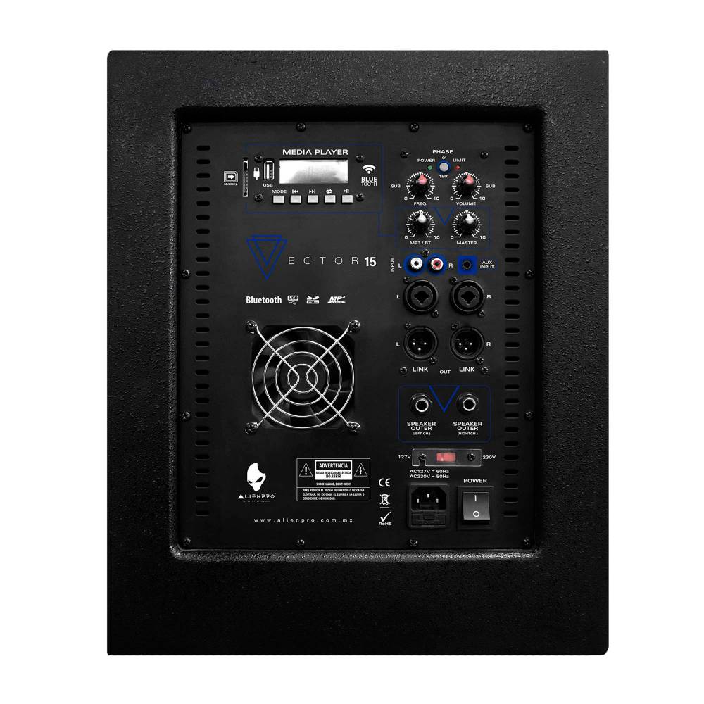 Sistema de Audio Lineal, Alienpro Vector de 15'', 450 W RMS, Bluetooth