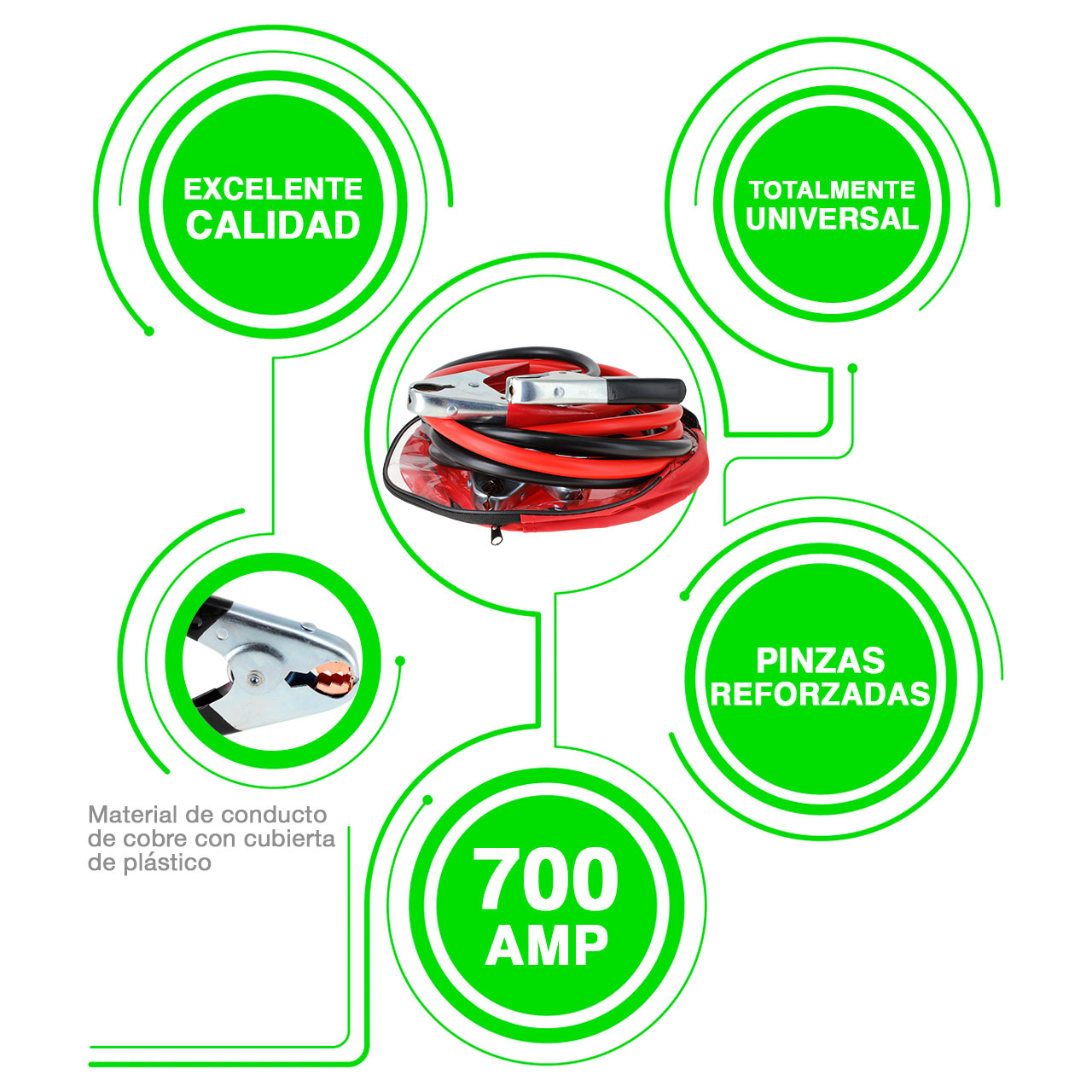 Cables Pasa Corriente Reforzados 700 Amp 2.5 M Calibre 2 