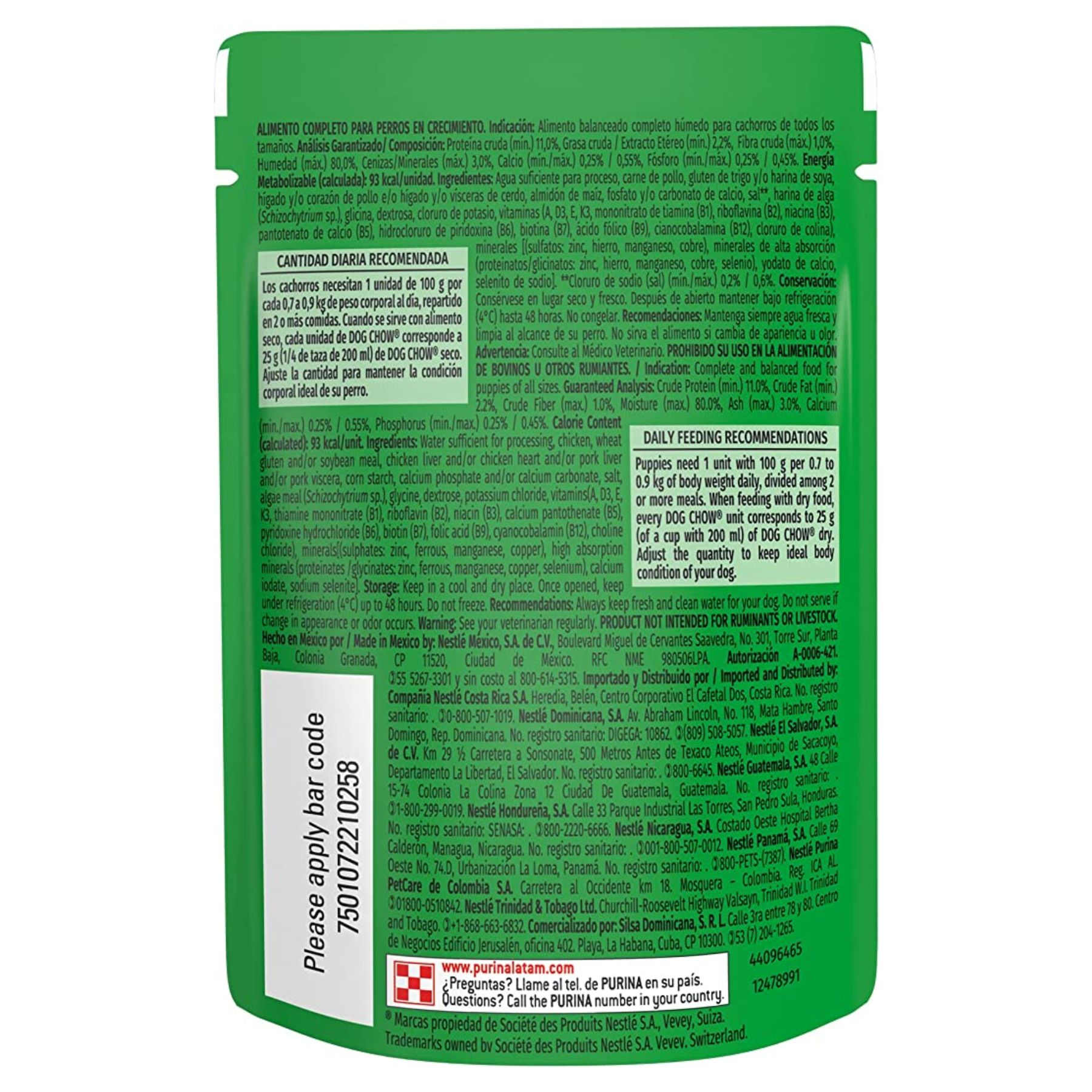 Alimento Humedo para Perro 20/100g Purina Dog Chow SMS-VERDE