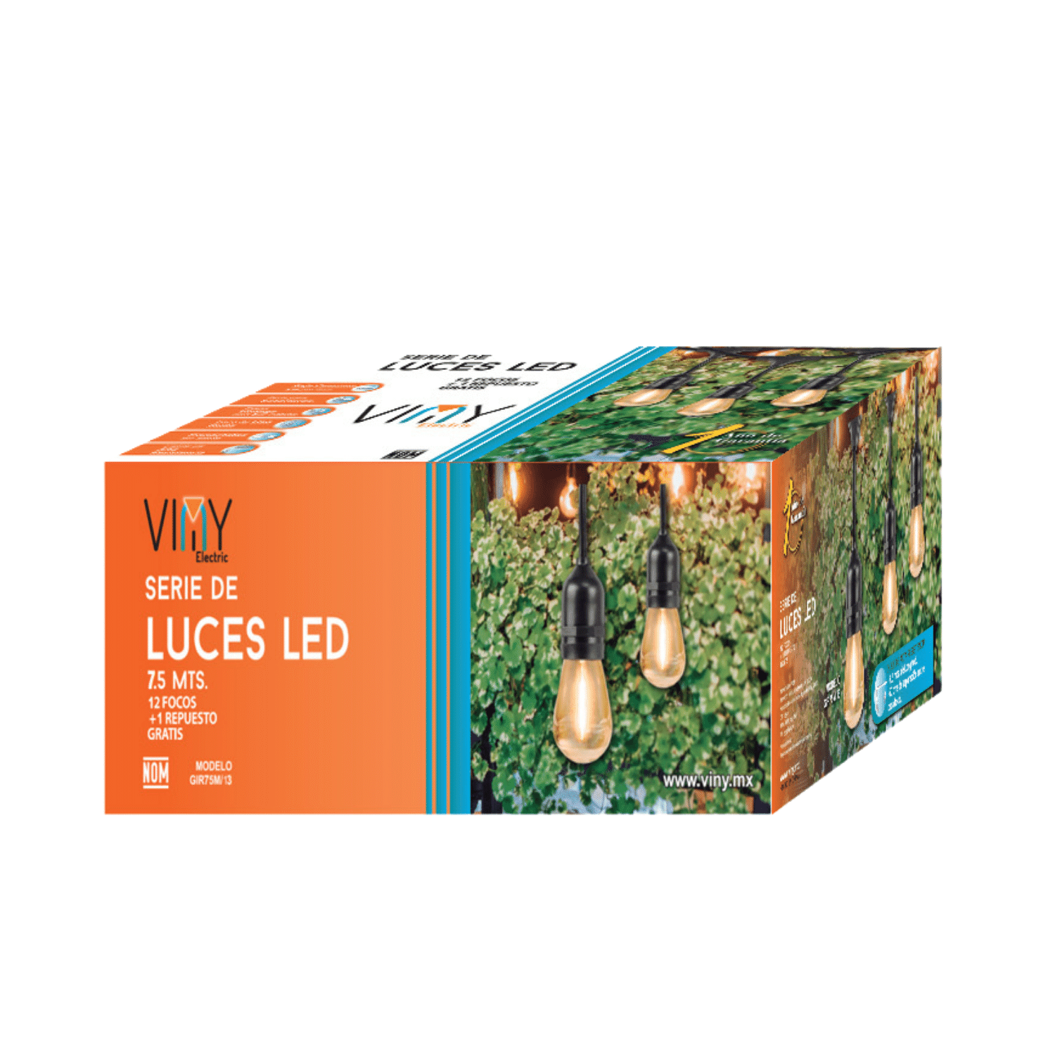 Serie De Luces Led 13 Focos Vintage 7.5 Metros 