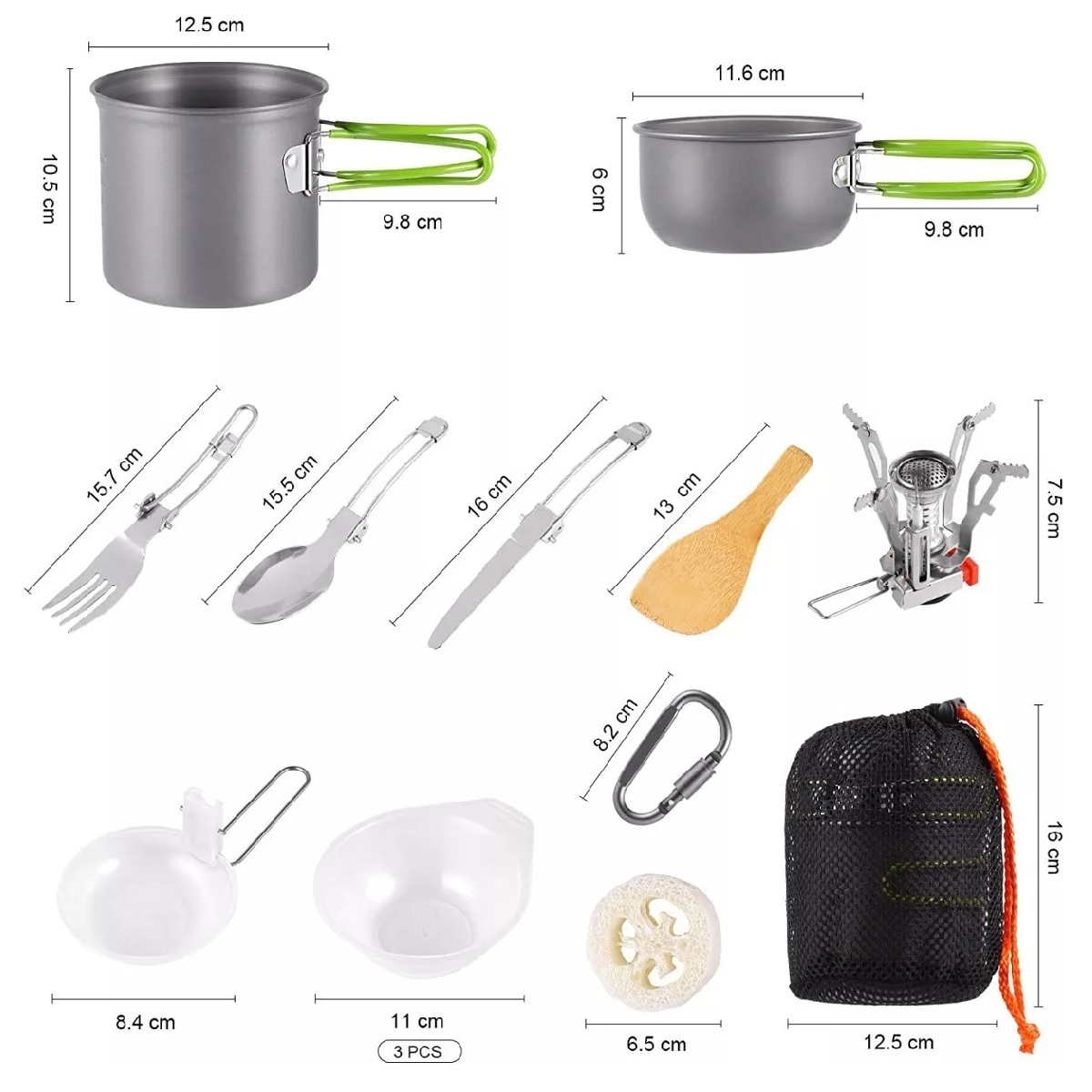 Utensilios De Cocina Vajillas Olla Mini Estufa Gas P/camping