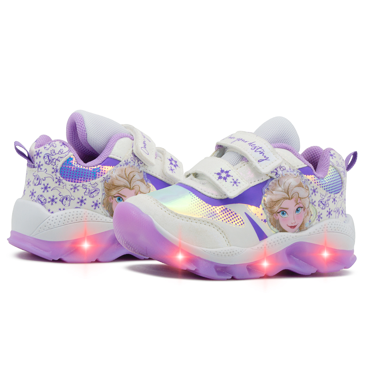 Tenis Luces Led Niña Frozen Princesa Elsa Disney Lila