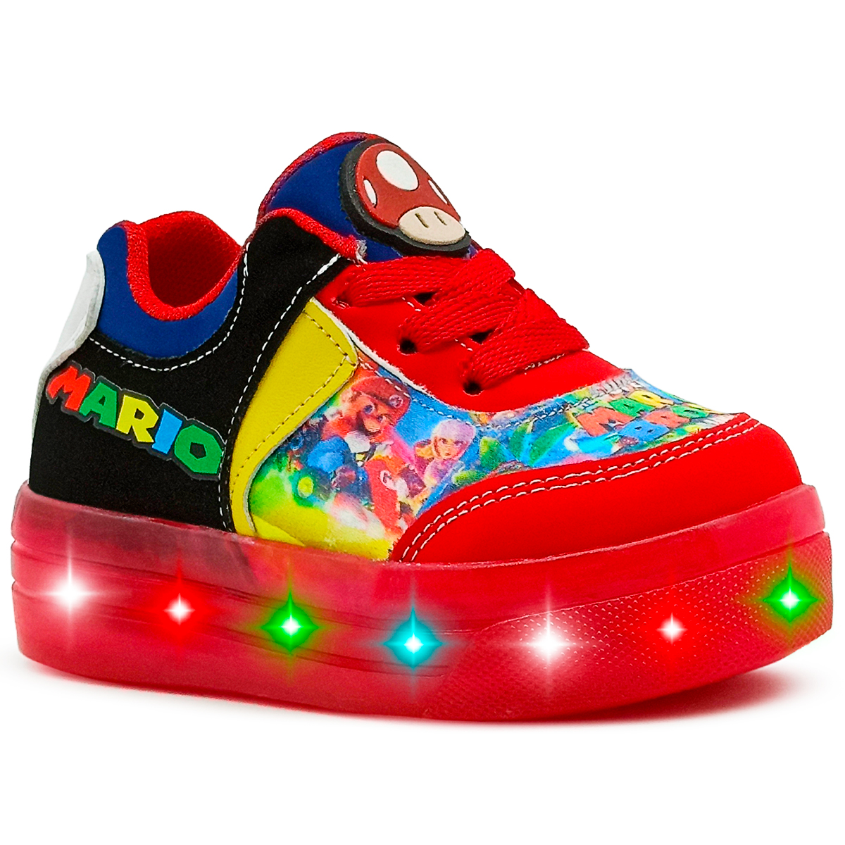 Tenis Para Niño Luces Led Mario Bros Kart Nintendo