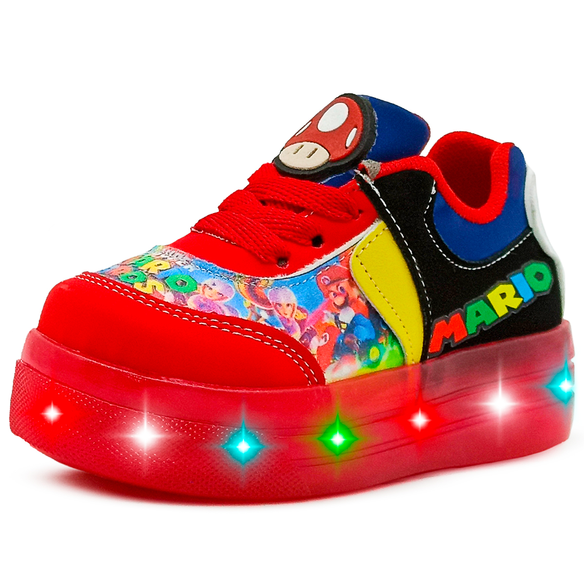 Tenis Para Niño Luces Led Mario Bros Kart Nintendo
