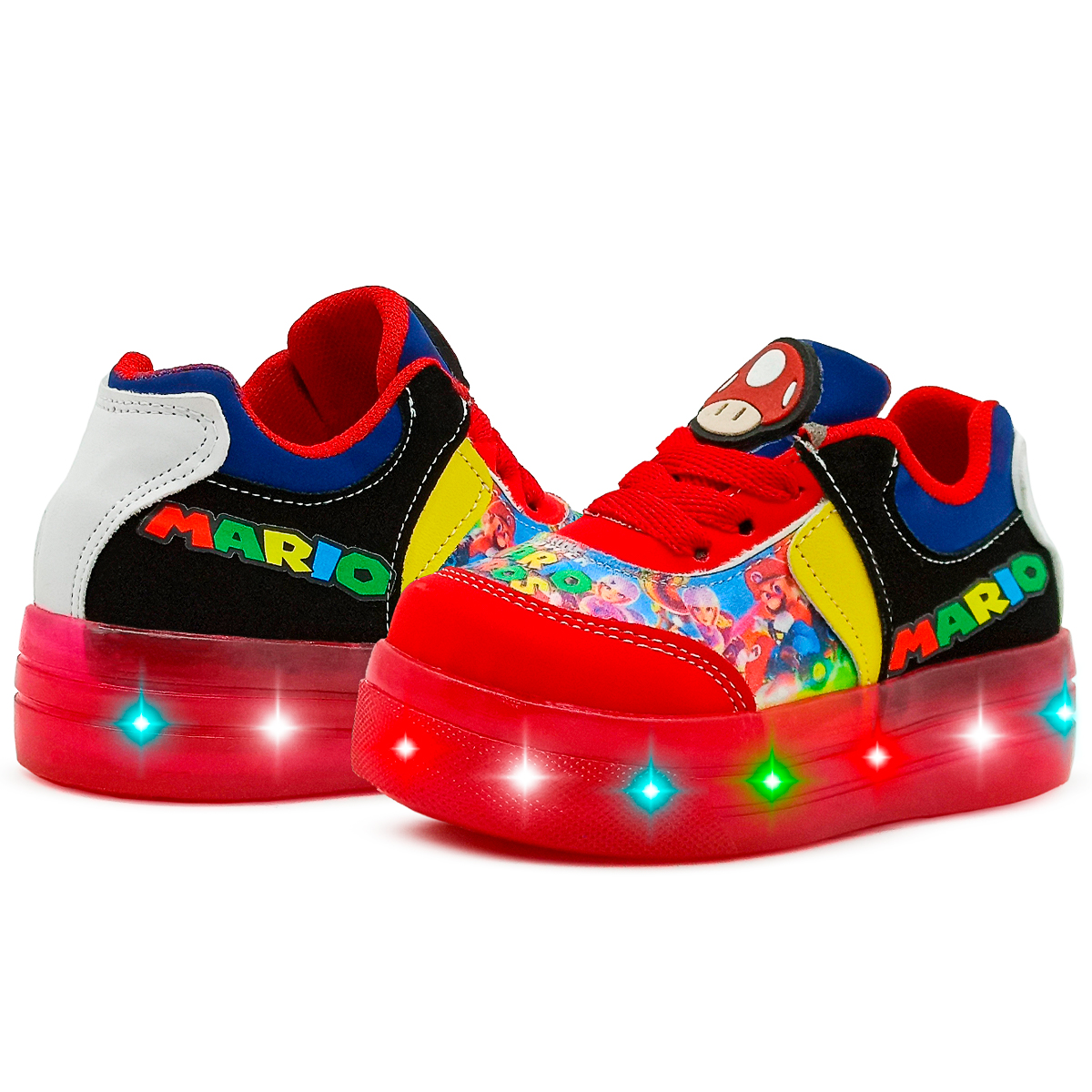 Tenis Para Niño Luces Led Mario Bros Kart Nintendo