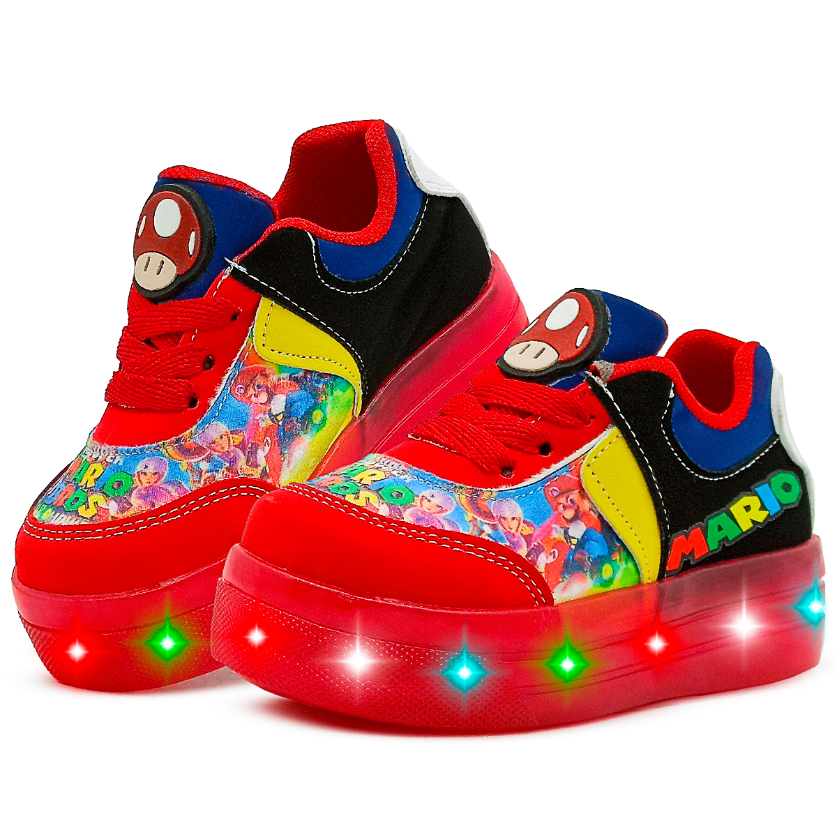 Tenis Para Ni o Luces Led Mario Bros Kart Nintendo